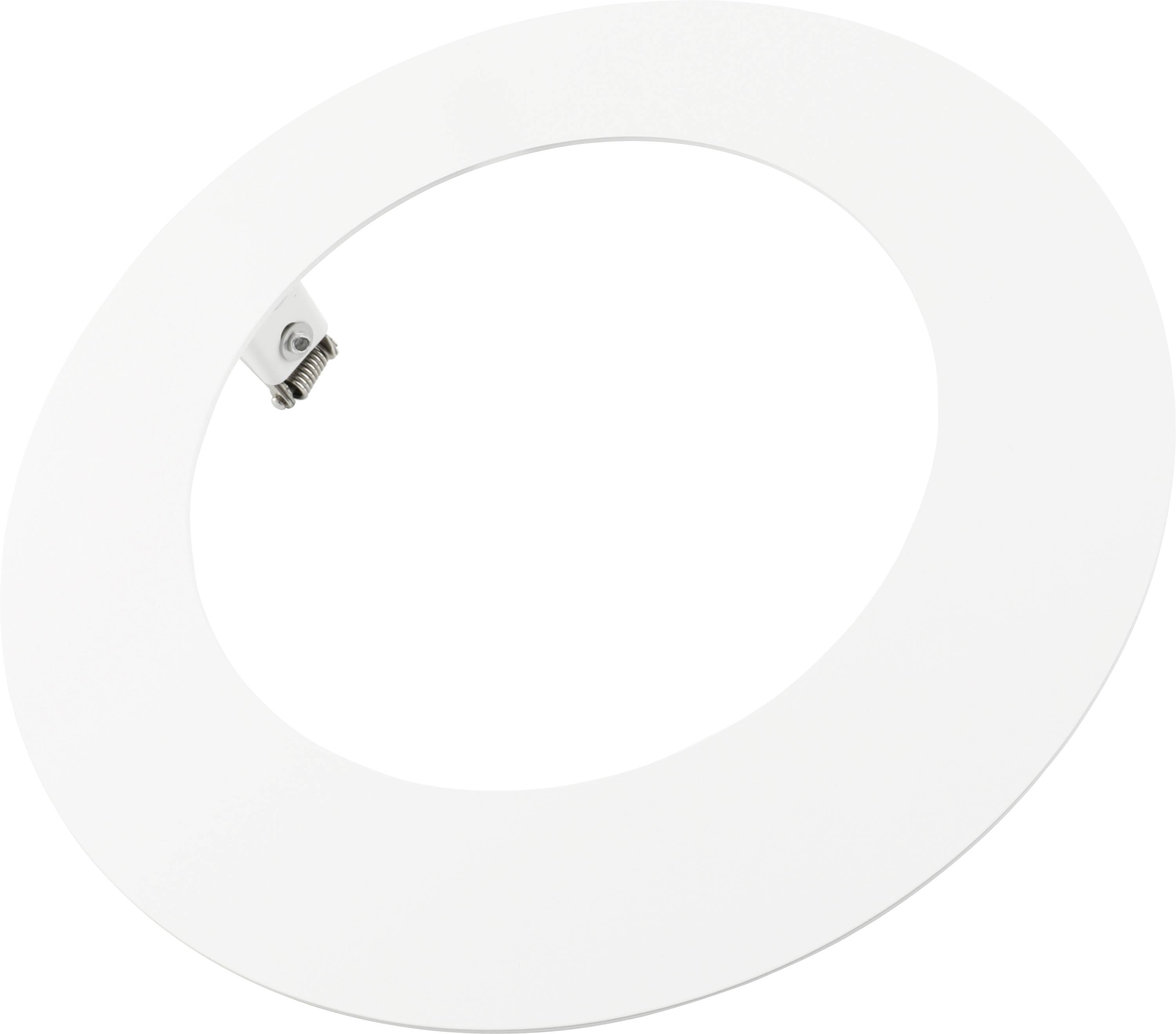 Weiße runde eingelassene LED-Panelleuchte mit kleinem Seitenstecker, abgebildet vor einem schlichten Hintergrund.