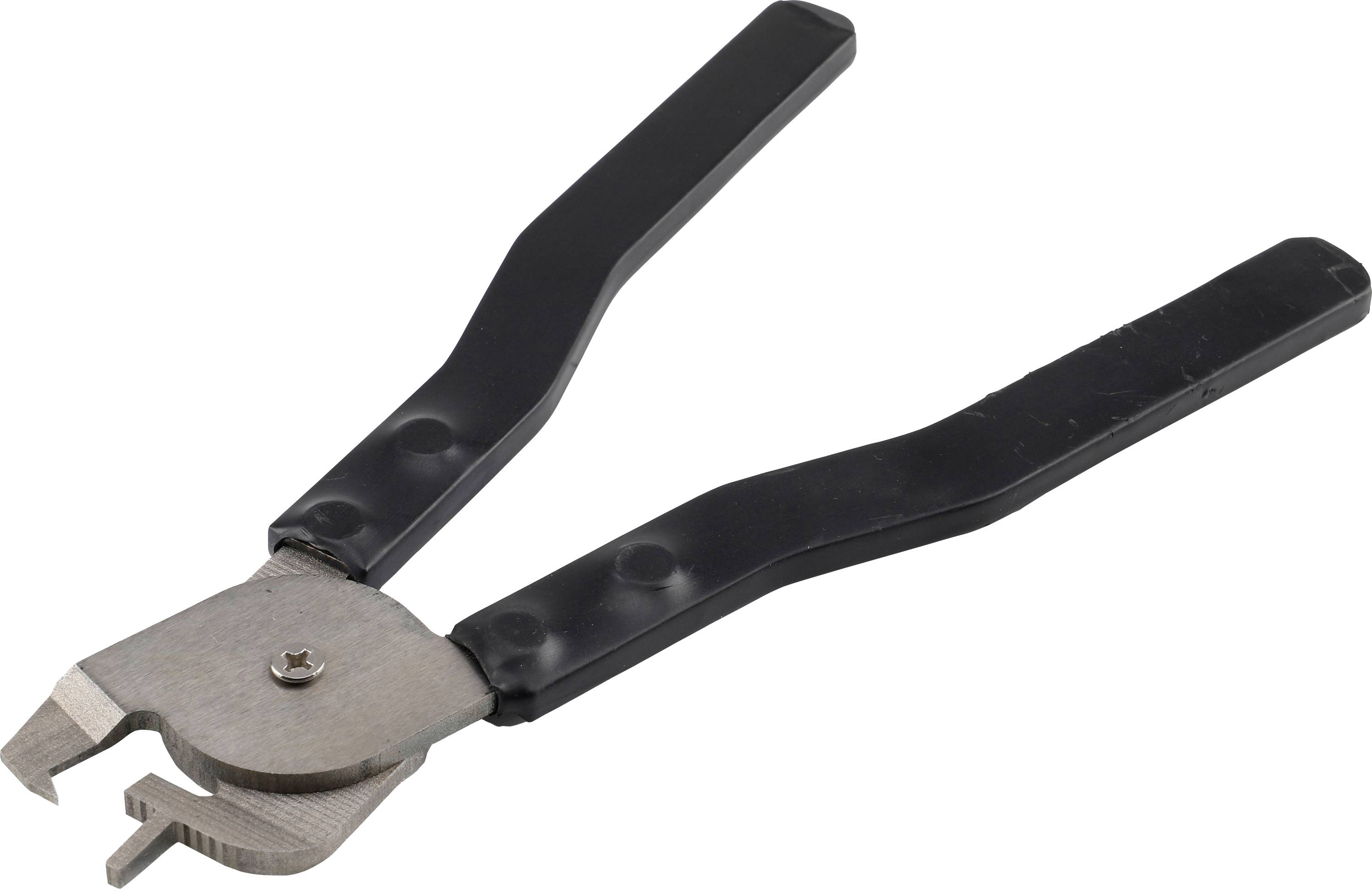 Tragbarer Kabelschneider mit schwarzen Griffen und Metallbacken, gezeigt auf weißem Hintergrund.