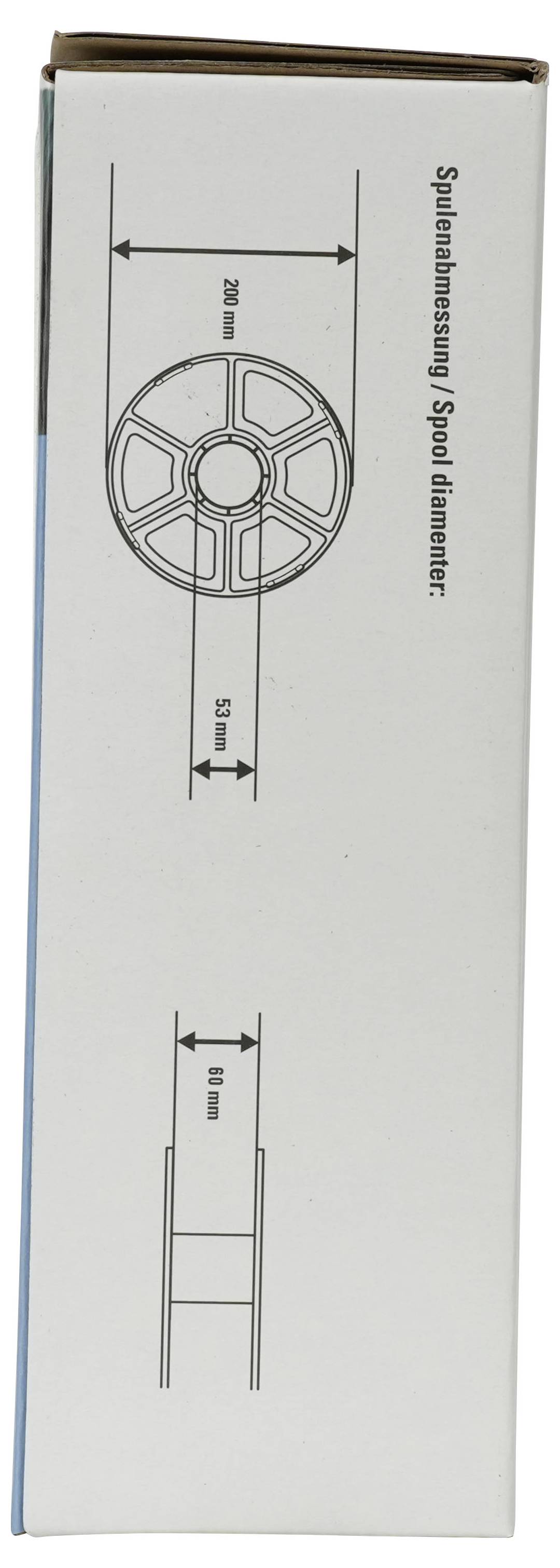 Produktpaketdiagramm mit Spulendimensionen: 28 mm Durchmesser und 9 mm Breite, mit Beschriftung „Spulenaussmass / Spulendurchmesser