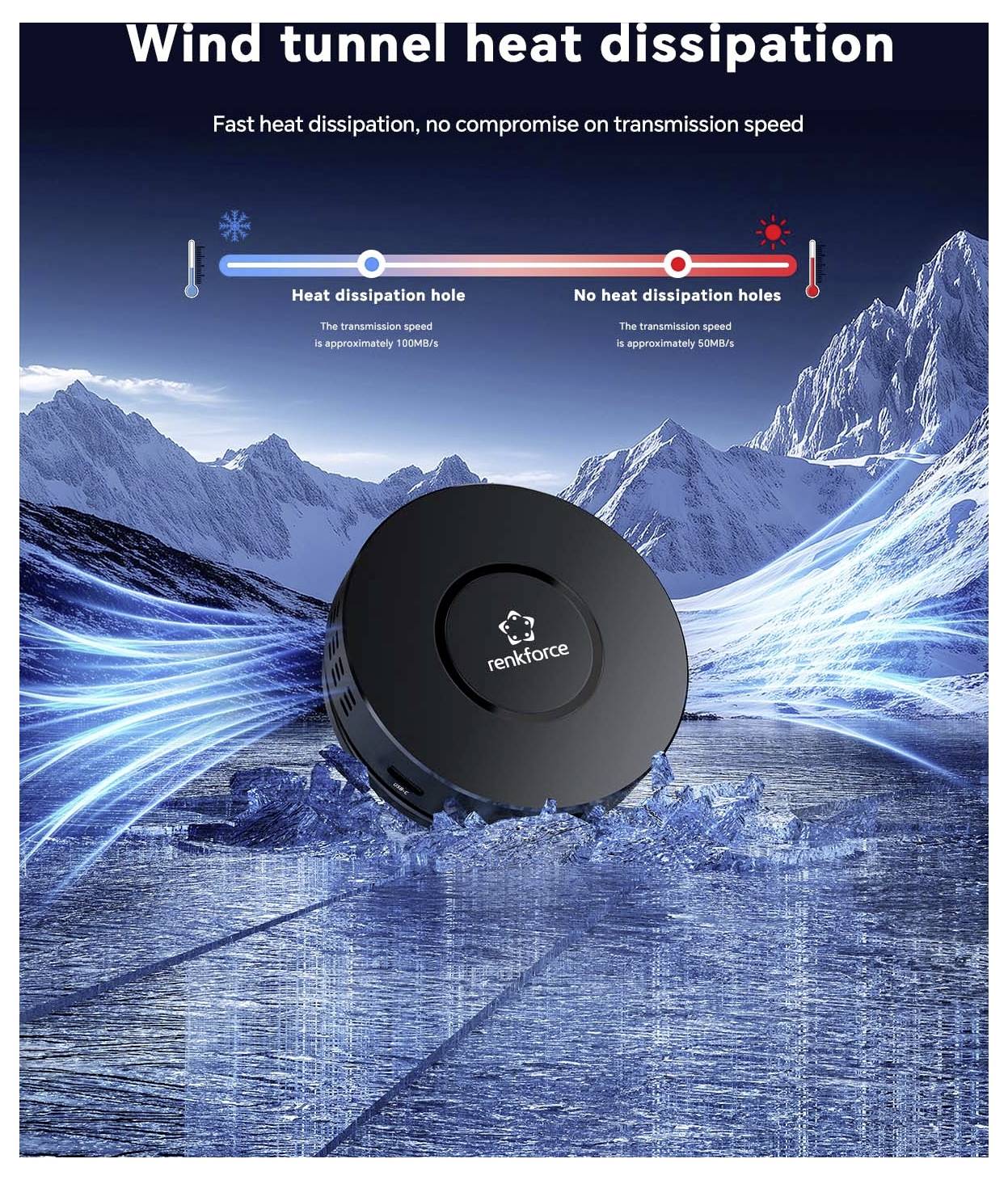 Renkforce RF-7533296 USB-Hub 7+1 Port USB-C® USB 3.0 10 GBit/s mit eingebautem Konverter Schwarz RF-7IN1USBCH
