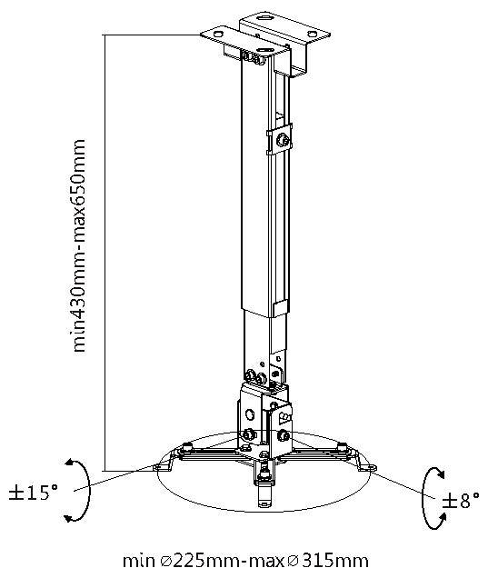 Equip Beamer Decken-/Wandhalterung unive Beamer-Deckenhalterung Deckenhalter, Höhenverstellbar, Ausziehbar, Neigbar, Schwenkbar