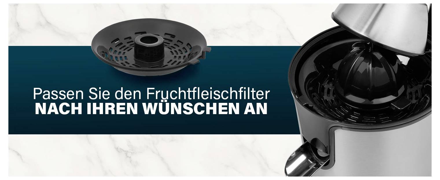 Princess Zitruspresse 201873 1000W direkter Saftauslauf, mit Entsafter, spülmaschinenfest Metall, Schwarz