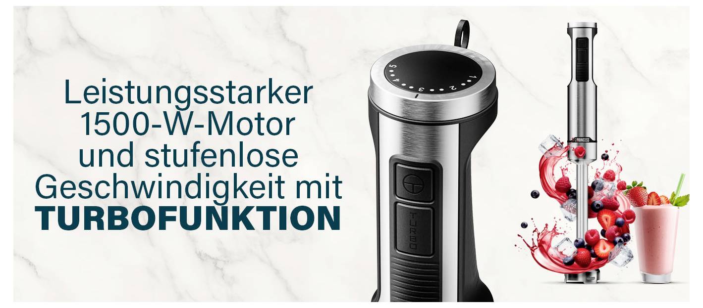 Leistungsstarker 1500-W-Motor und stufenlose Geschwindigkeit mit TURBOFUNKTION