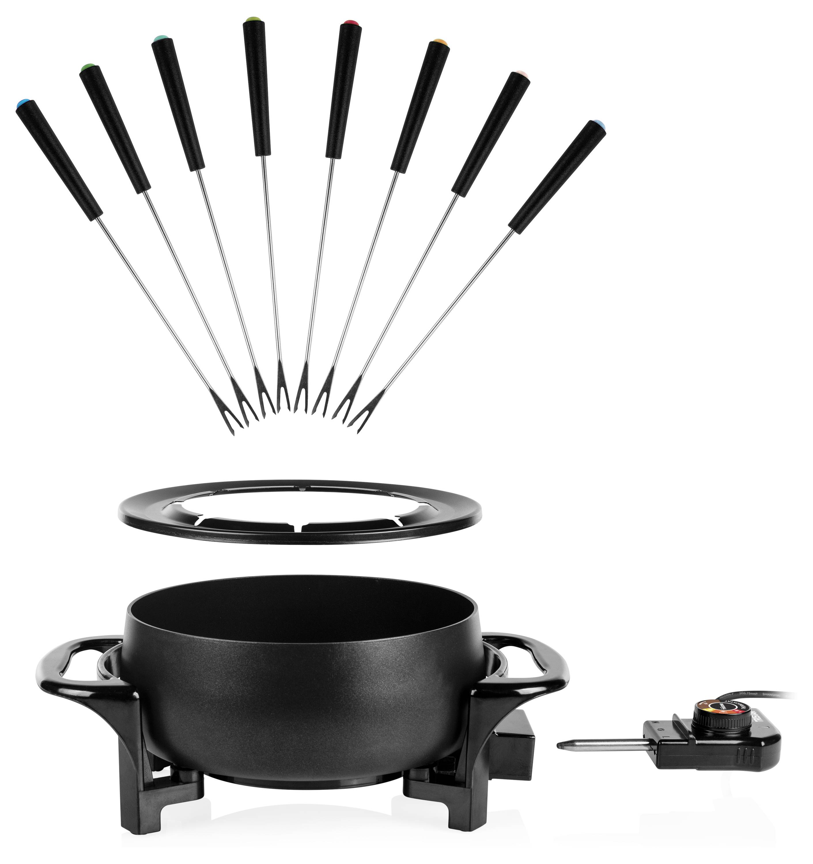 Tristar Fondue 1000W Antihaftbeschichtung, 8 Fonduegabeln Schwarz