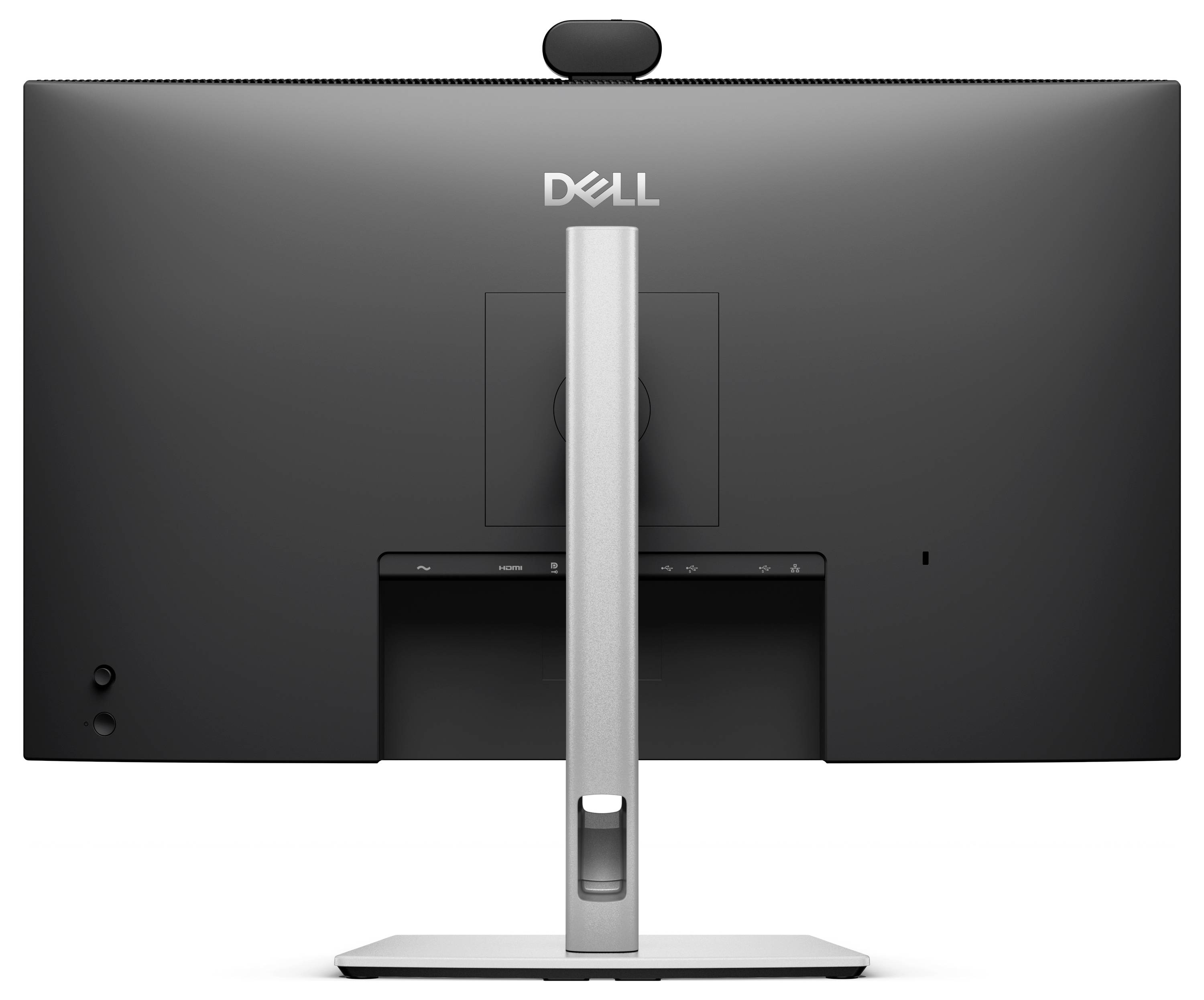 Seitenansicht eines schwarzen Desktop-Monitors auf einem rechteckigen Ständer, der den Bildschirm, das schlanke Profil und den verstellbaren Stützarm zeigt.