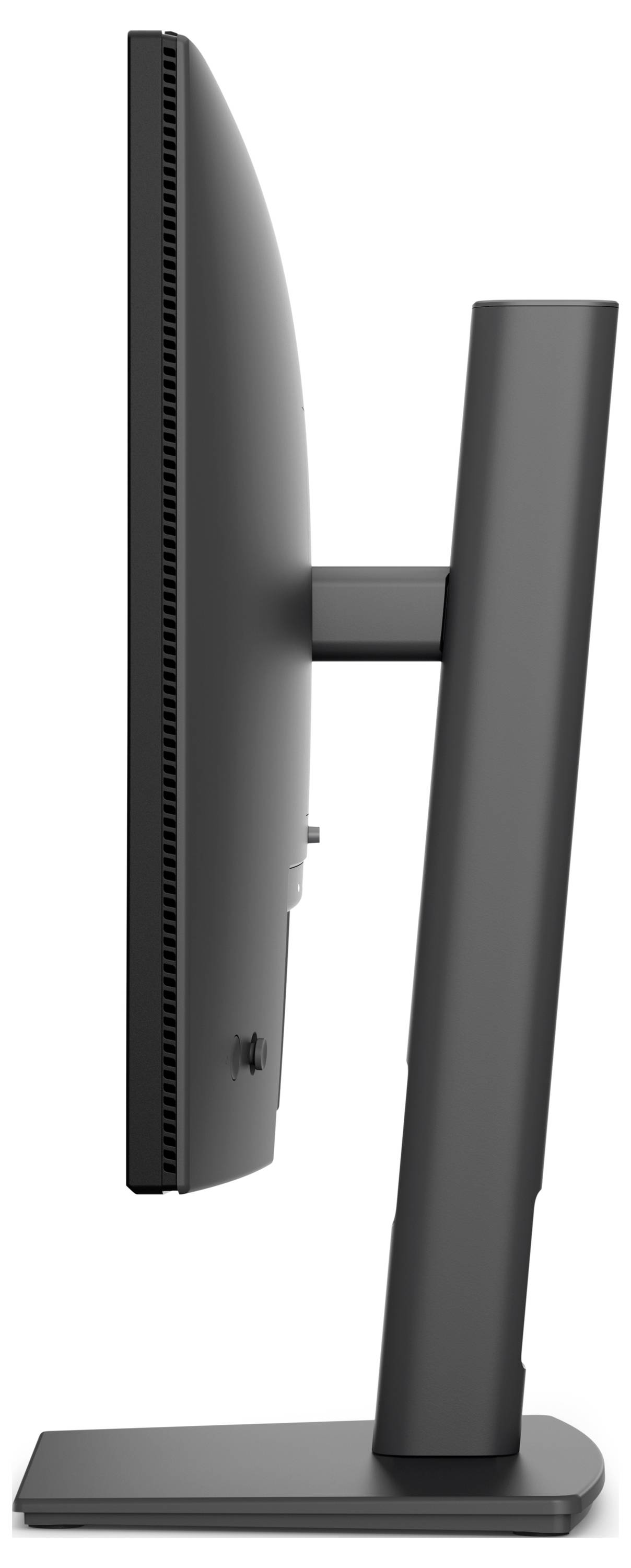 Schwarzer BenQ-Monitor mit Blende/Schirm und buntem abstraktem Display auf einem Ständer vor weißem Hintergrund.