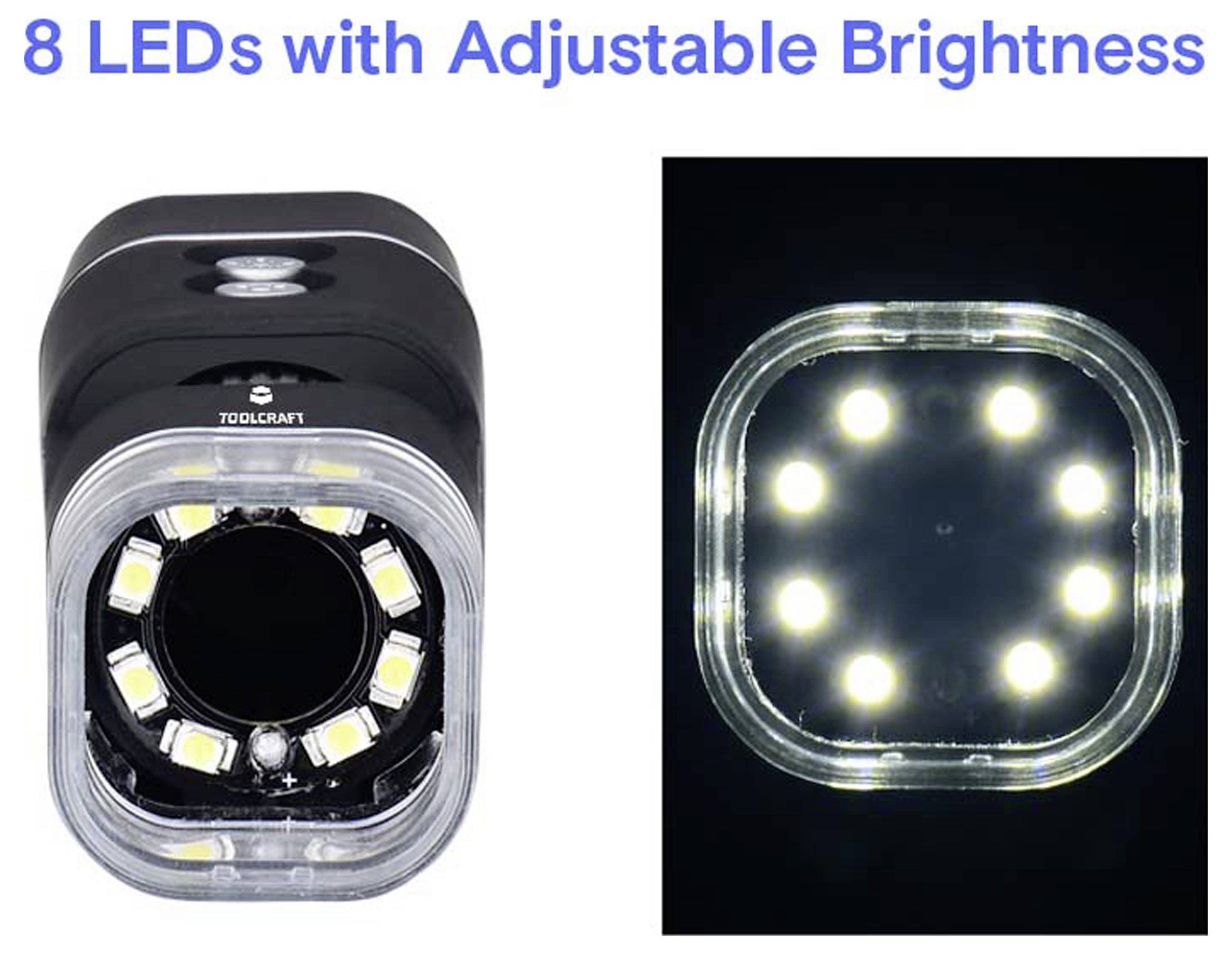 Produktbild eines schwarzen LED-Lichts mit „8 LEDs mit verstellbarer Helligkeit