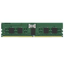 Grünes Computer-RAM-Speichermodul mit mehreren schwarzen Chips und goldenen Steckerkontakten