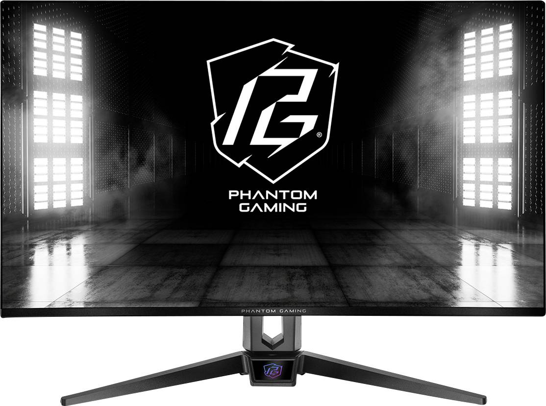 Phantom Gaming Monitor mit schwarzweißem Display, das das 