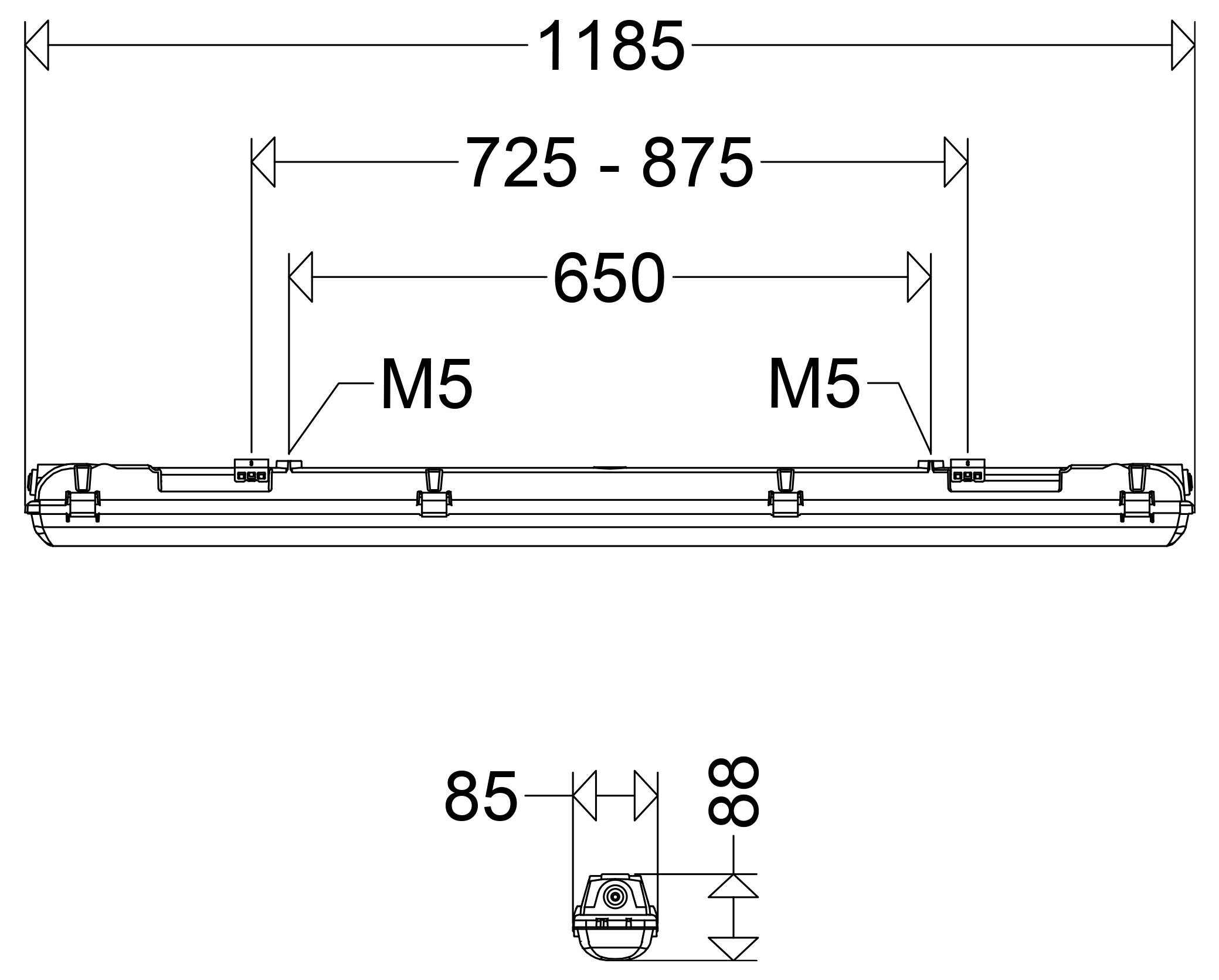LED-Feuchtraumwannenleuchte Luxano 34W 2340/5280lm SKI IP65 sat