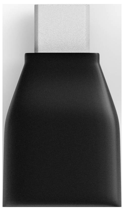 Schwarze matte Flaschenkappe oder Behälteroberseite mit weißem zylindrischen Hals vor einfachem hellem Hintergrund.