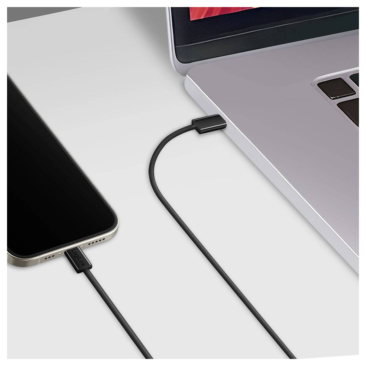 LogiLink USB-C® Kabel USB 2.0 USB-C® Stecker 1.0m Schwarz mit magnetischer Aufwicklung CU0231