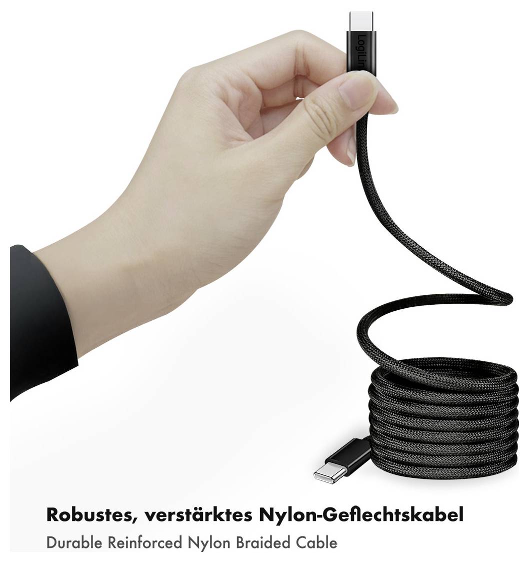 LogiLink USB-C® Kabel USB 2.0 USB-C® Stecker 1.5m Schwarz mit magnetischer Aufwicklung CU0232