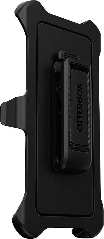 Schwarze OtterBox-Schutzhülle für Telefon mit robustem Gürtelclip-Holster auf der Rückseite.