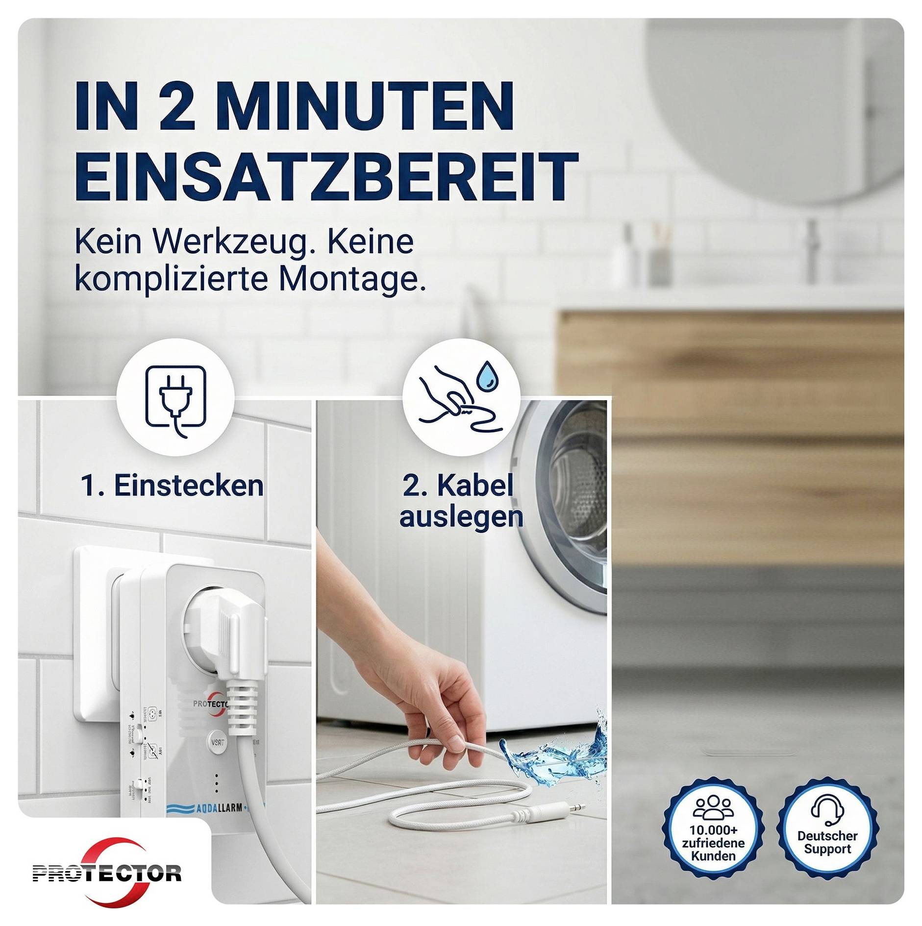 Werbung für ein Protector Wassergerät: „In 2 Minuten einsatzbereit