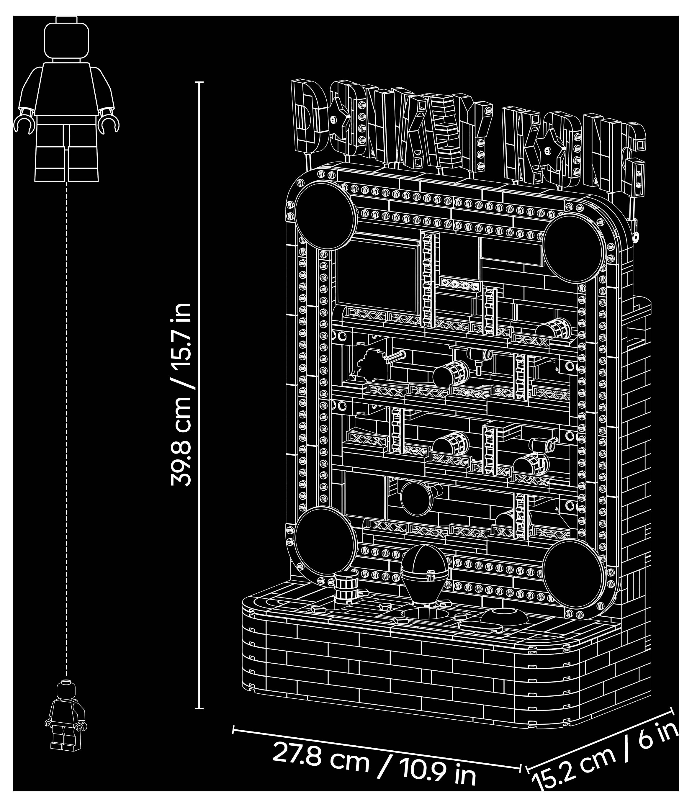 Wireframe-ähnliche LEGO-Baukasten-Box mit einem 