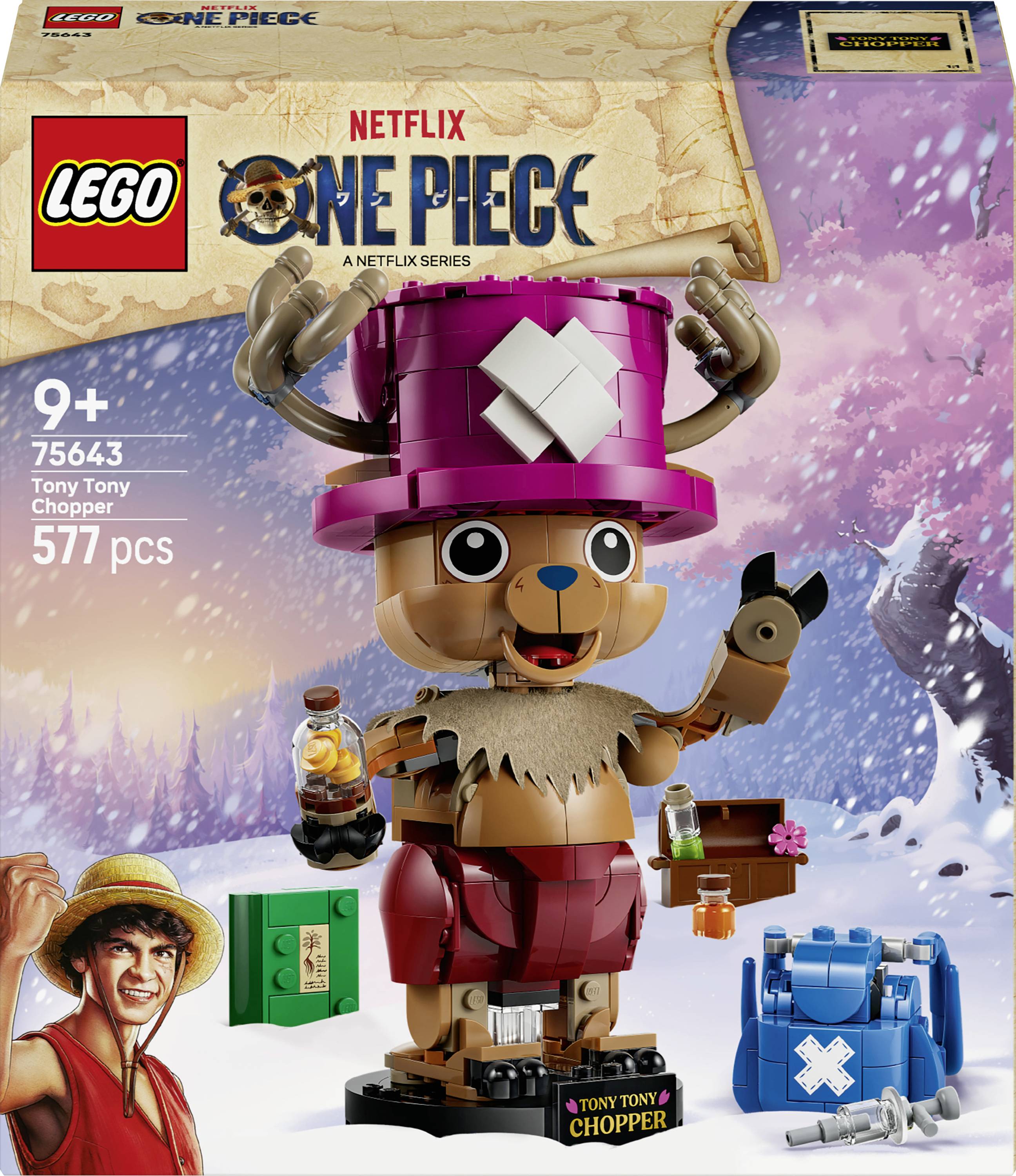 75643 LEGO® ONE PIECE Tony Tony Chopper; Fanartikel; Zimmerdeko; Bauset mit LEGO Figur für Kinder ab 9 Jahren; Geschenk für Fans der Netflix-Realve