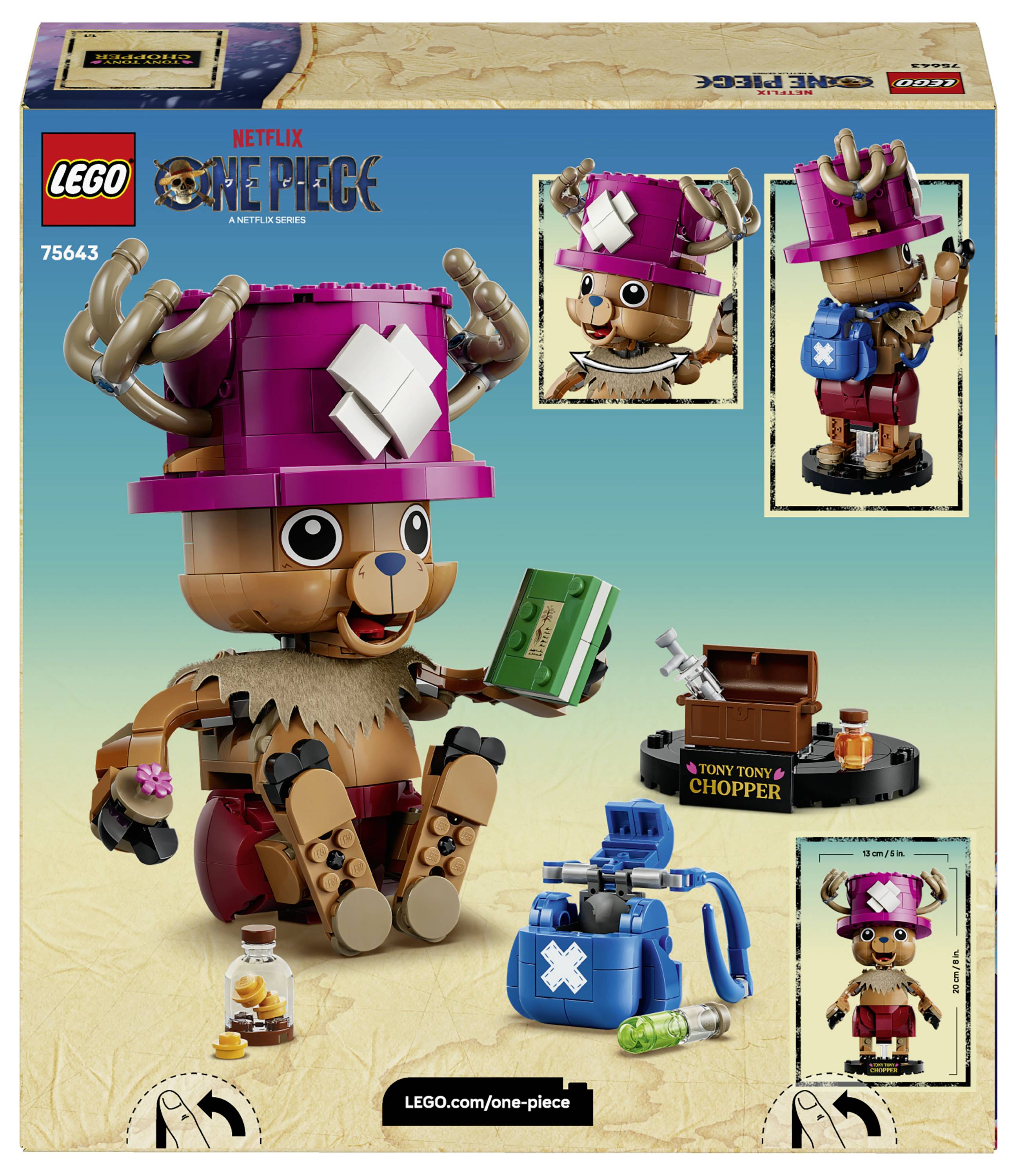 75643 LEGO® ONE PIECE Tony Tony Chopper; Fanartikel; Zimmerdeko; Bauset mit LEGO Figur für Kinder ab 9 Jahren; Geschenk für Fans der Netflix-Realve