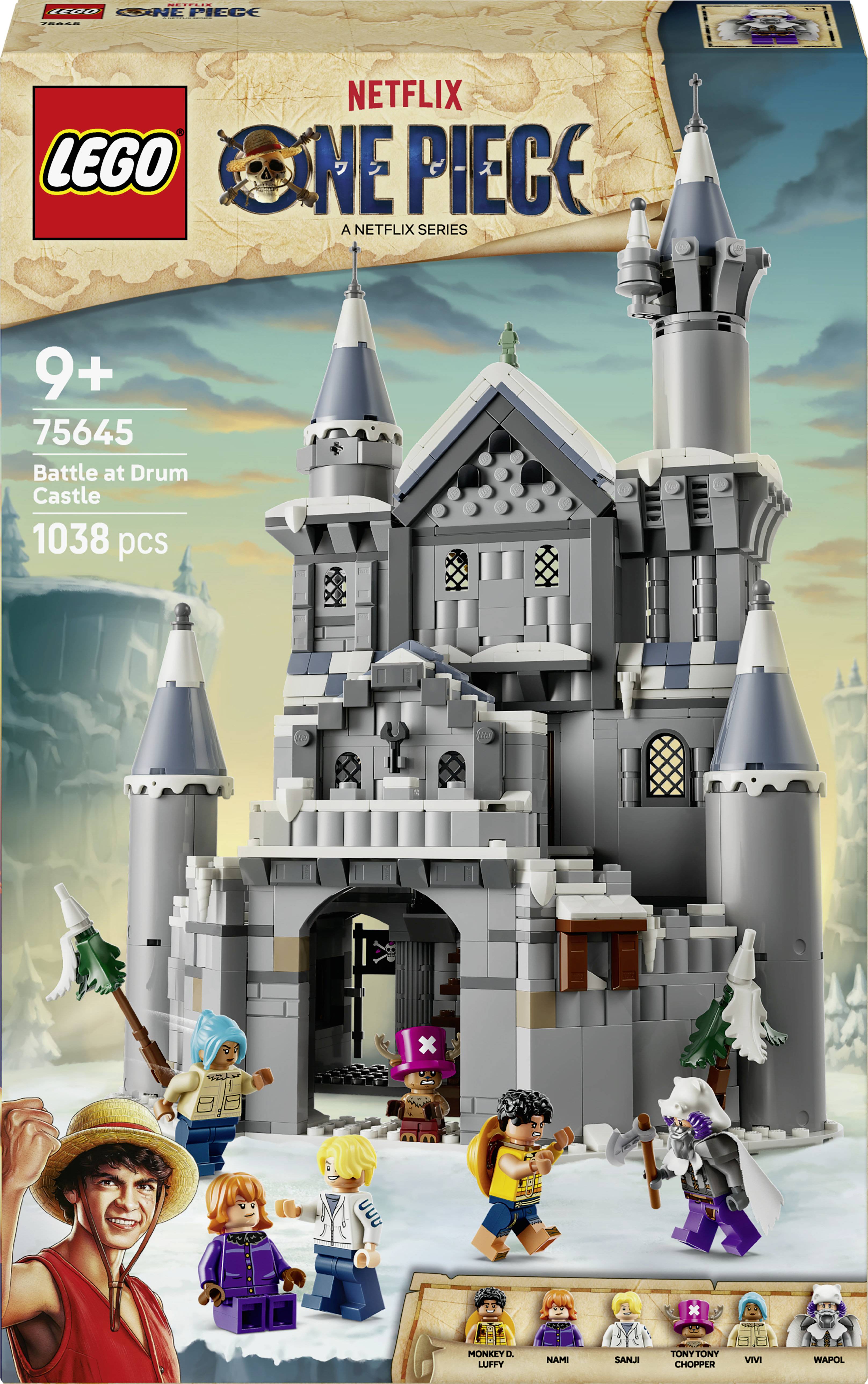 75645 LEGO® ONE PIECE Duell im Schloss Drumm; Spielzeug für Kinder ab 9 Jahren; Bauset mit mehrstöckigem Schloss und 6 Minifiguren; Geschenk für