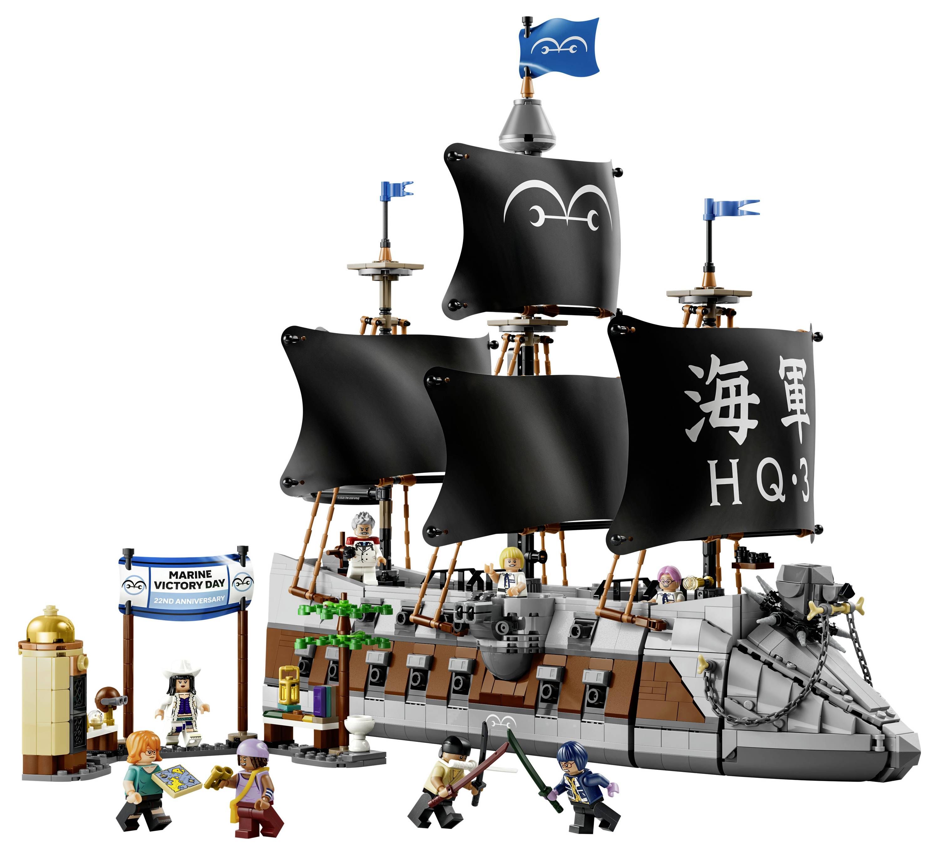 75646 LEGO® ONE PIECE Garps Marineschlachtschiff; Bauset mit 8 Minifiguren für Rollenspiele; Fanartikel zur Netflix-Realverfilmung von ONE PIECE; Ge