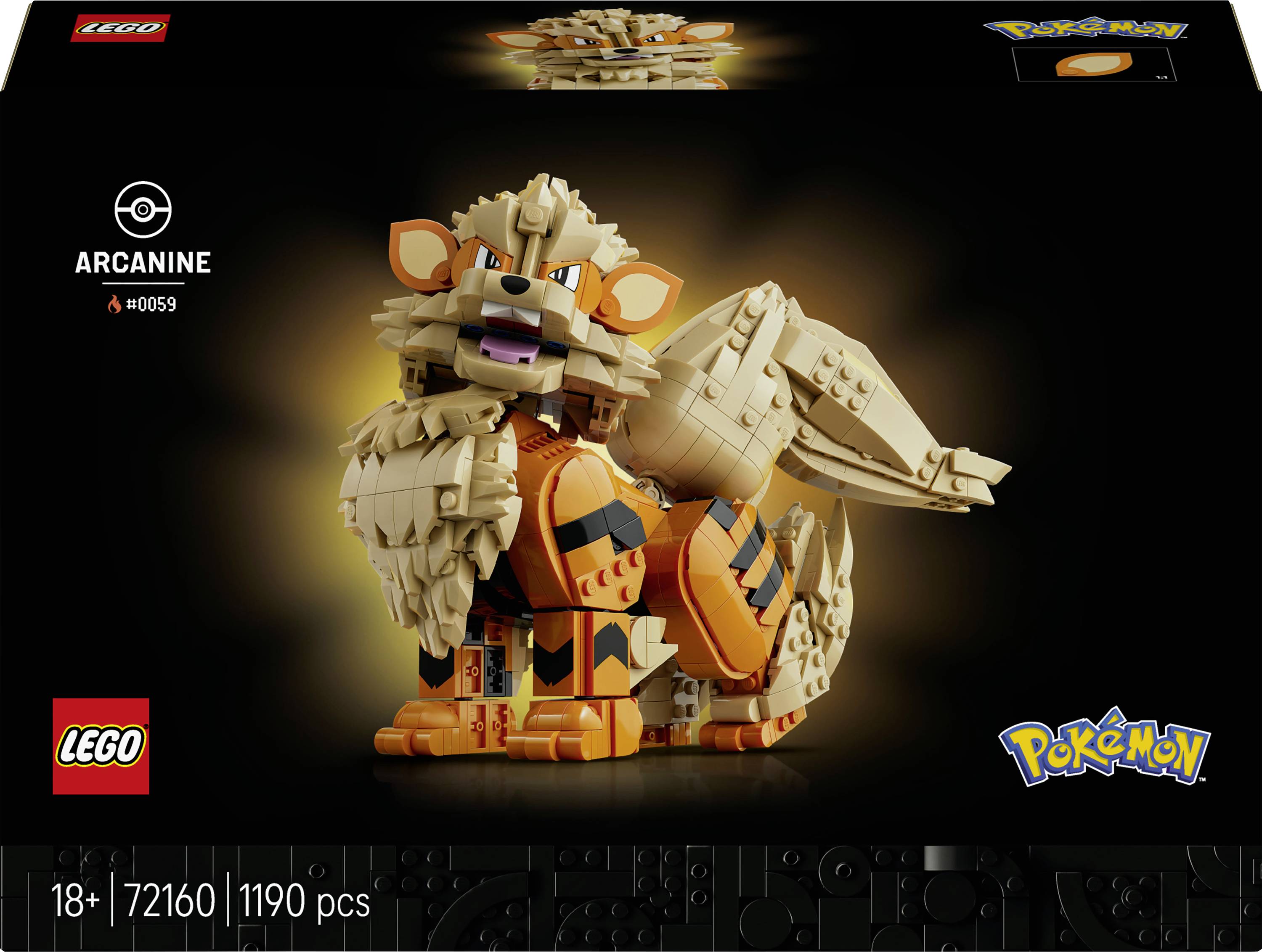 72160 LEGO® Pokémon Arkani; Bauset; baubare Figur mit beweglichen Körperteilen; bewegliche Pokémon-Figur; detailreiche Pokémon-Zimmerdeko; Sammle