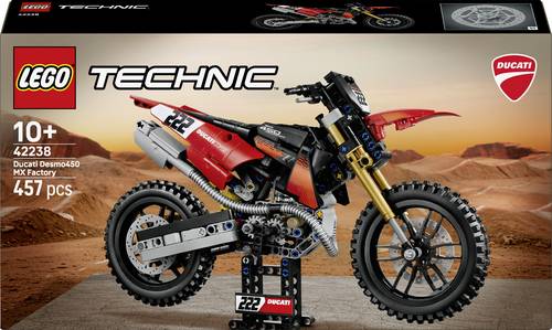 42238 LEGO® TECHNIC Ducati Desmo450 MX Factory Motorrad  Bauspielzeug  Zweiradmodell mit Lenkung und Federung