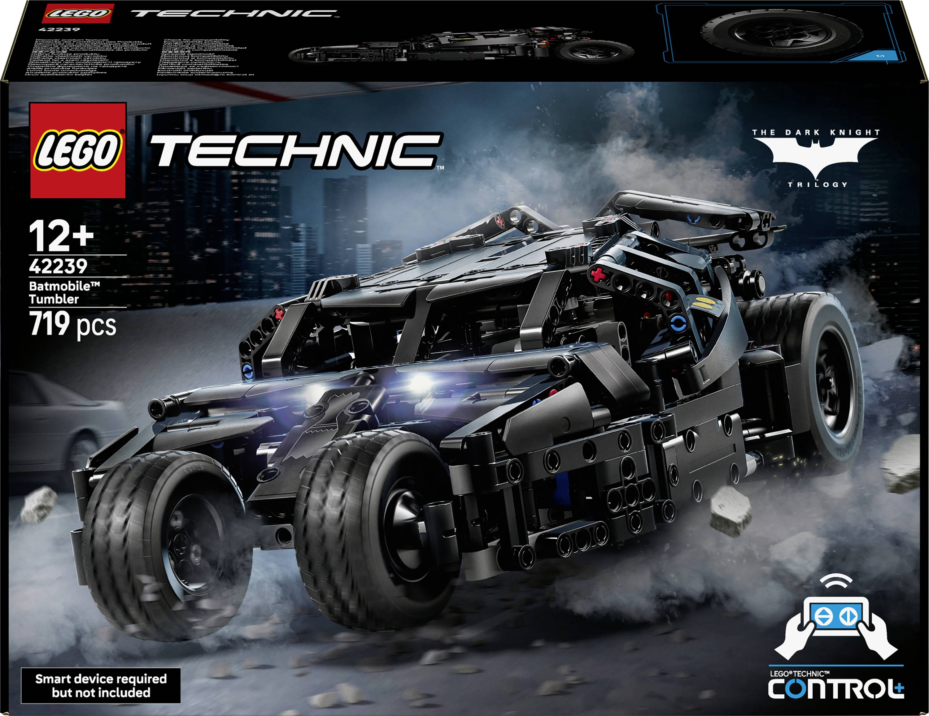 LEGO Technic Batman Batmobile Tumbler Schachtel-Kunstwerk, ab 12 Jahren, 42239, 719 Teile, mit dem Batmobile, das durch Rauch und Trümmer fährt.