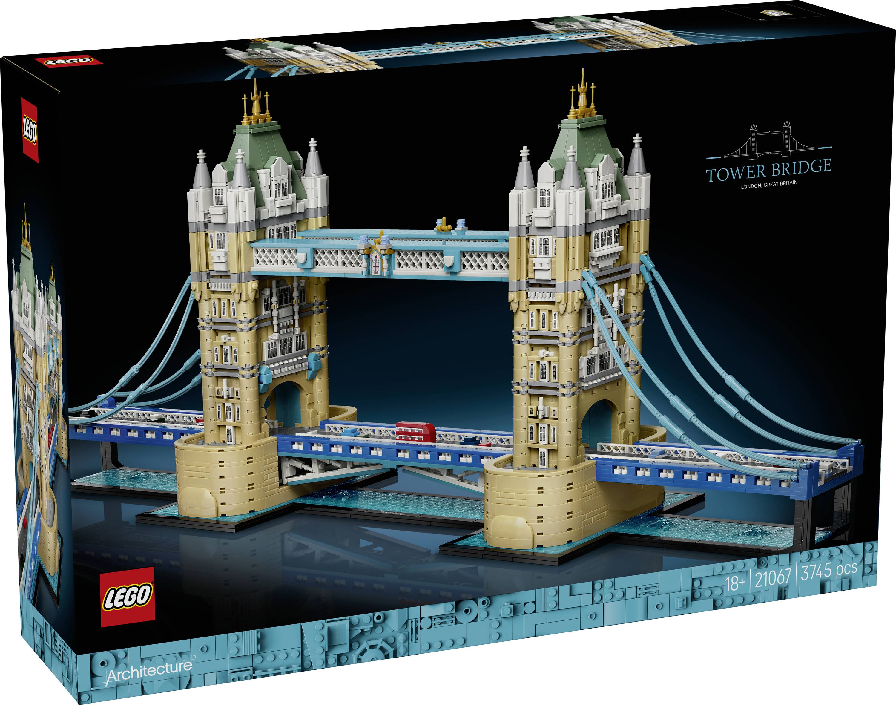 LEGO Architecture Tower Bridge Set Box mit einem Modell der Tower Bridge von London, ab 18 Jahren, 3745 Teile.