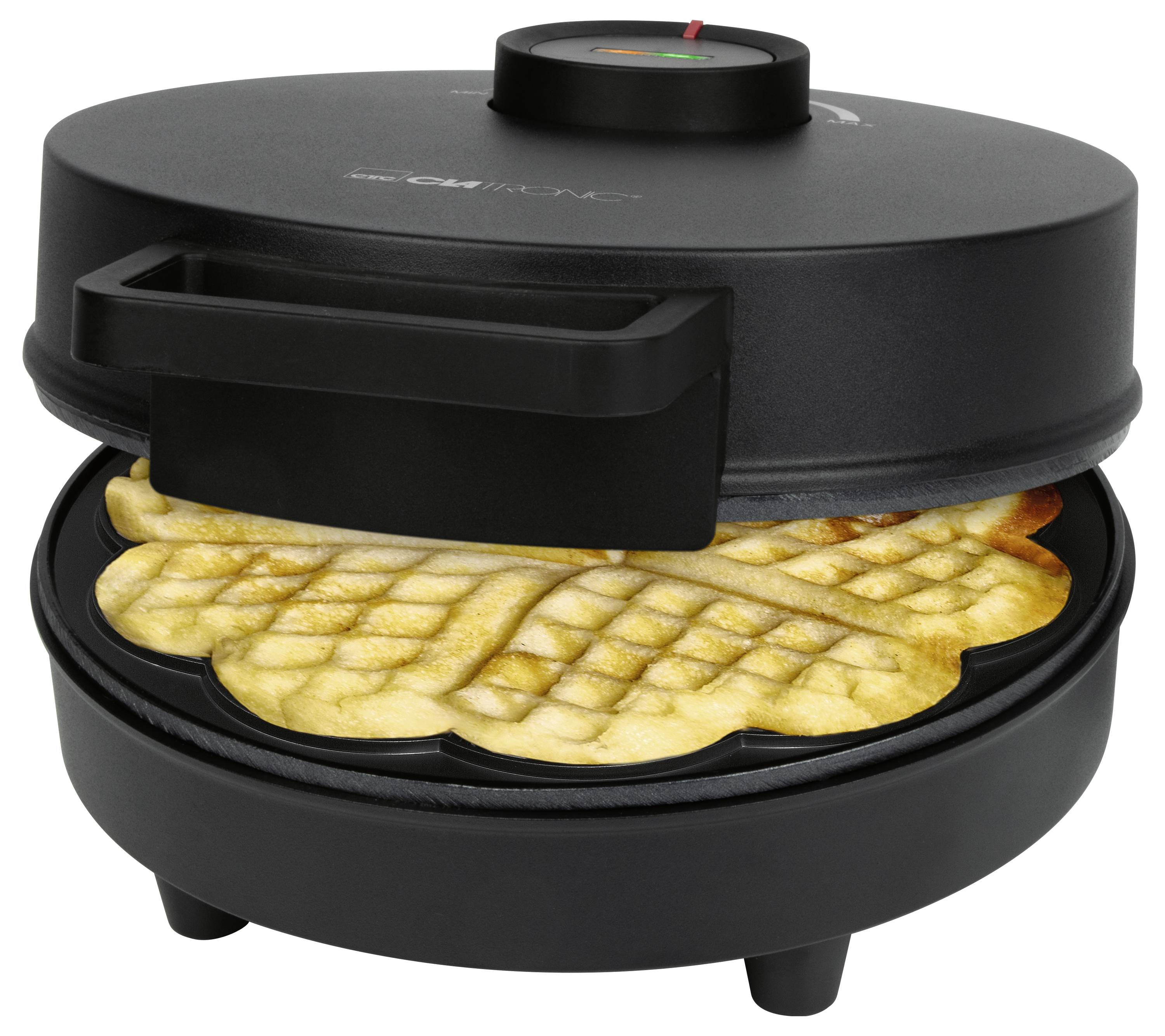 Clatronic WA 3832, 1 Waffel(n), Kreis, Schwarz, 20 cm, Horizontal/Vertikal, 1200 W