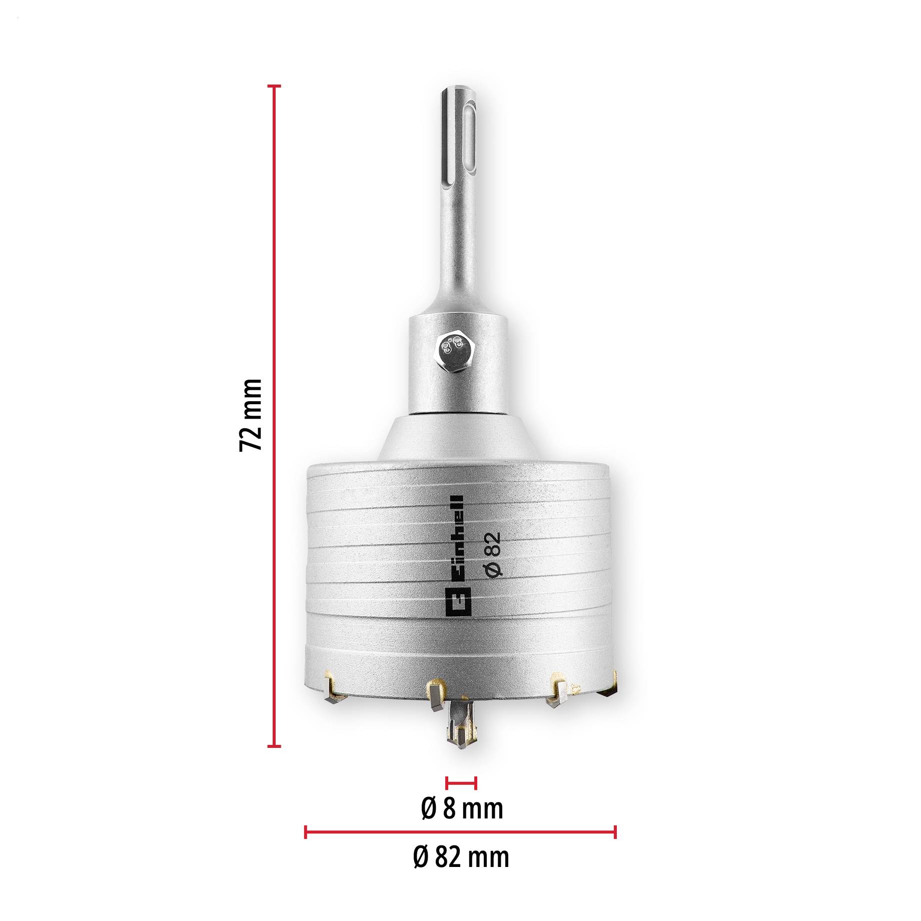 Produktbild einer 72 mm hohen Lochsäge mit einem Schnittdurchmesser von 82 mm und einem 8 mm Schaft.