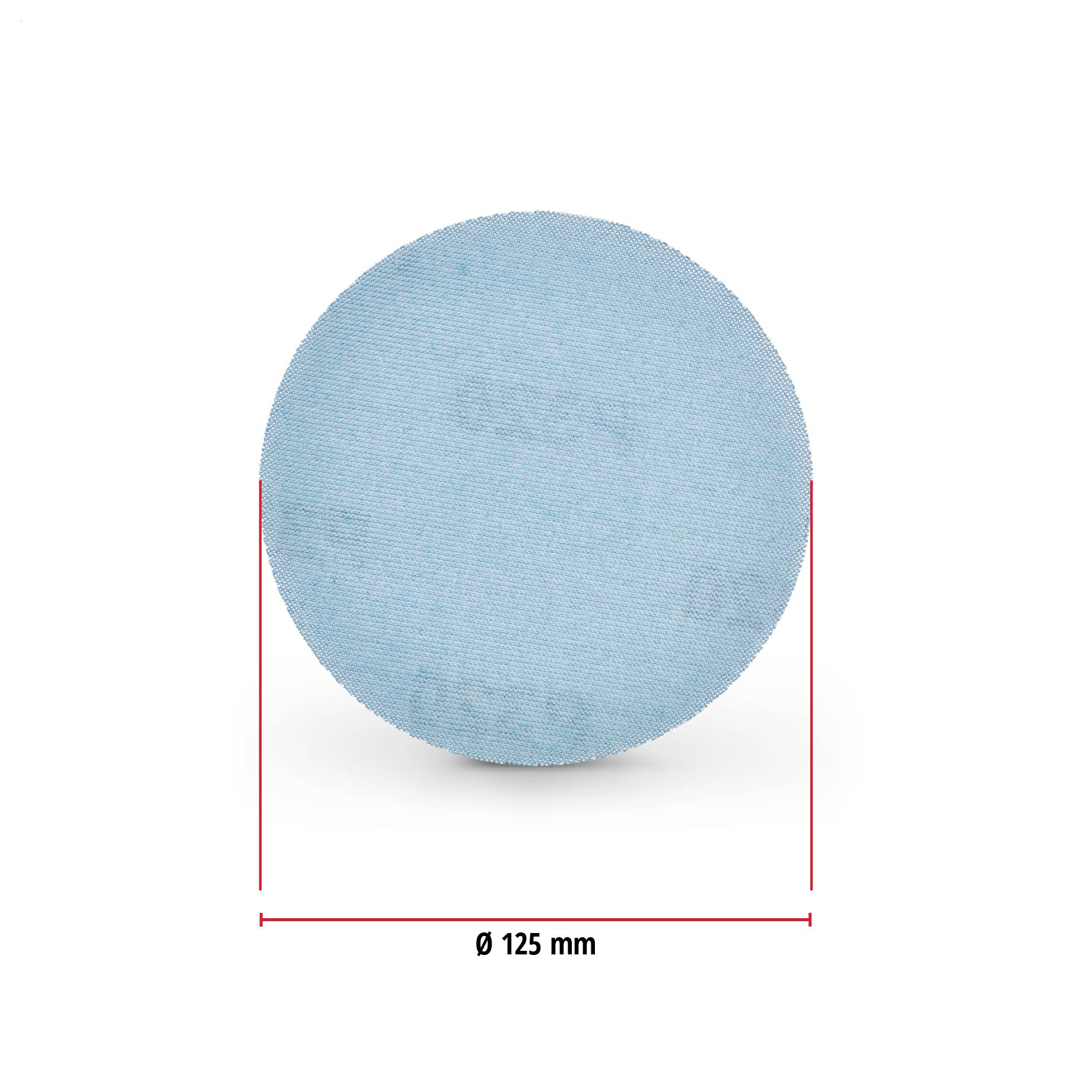 Blaue strukturierte Kugel mit einer Durchmesserbezeichnung von 