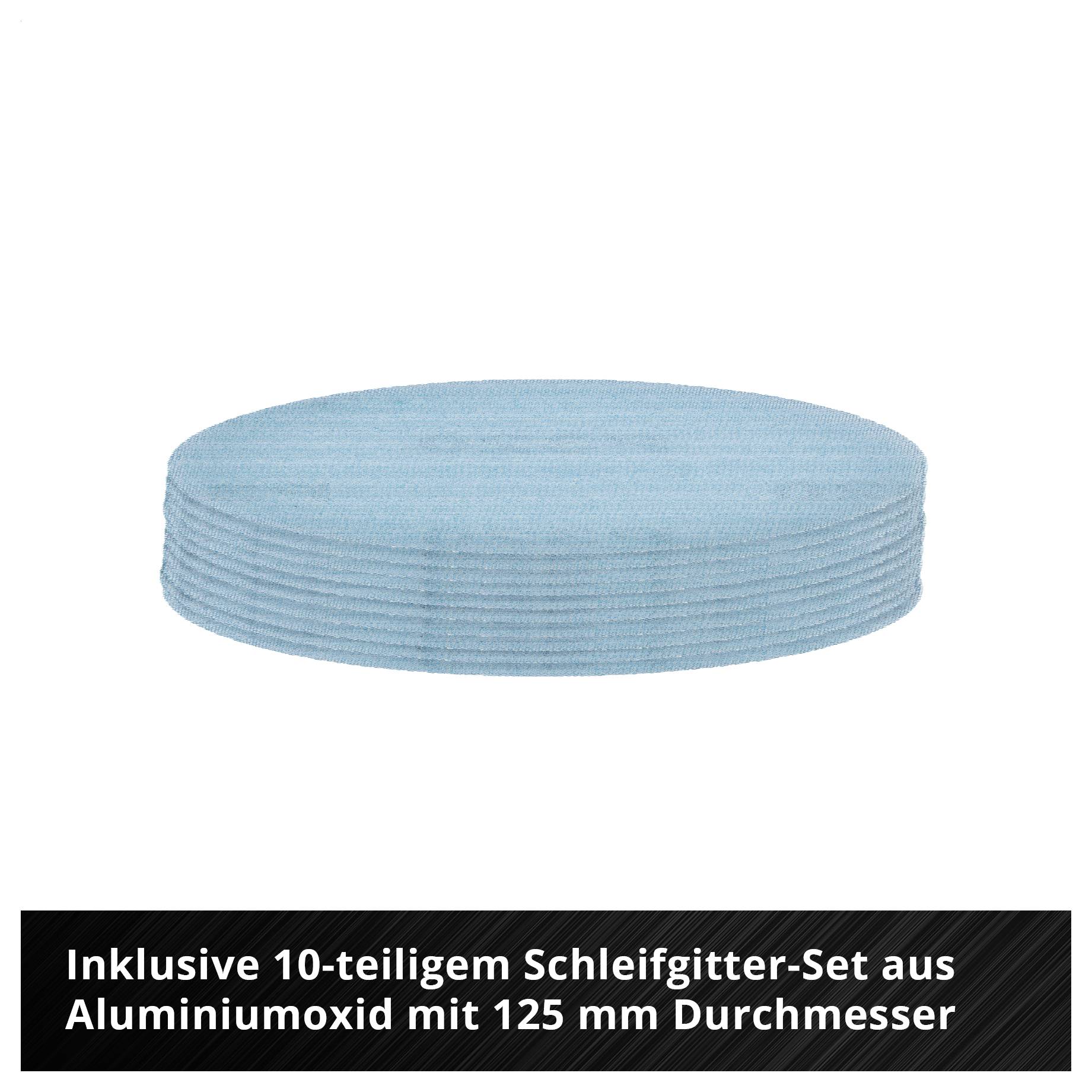 Blaues Schleifgitter-Set aus Aluminiumoxid, 125 mm Durchmesser, 10-teilig.