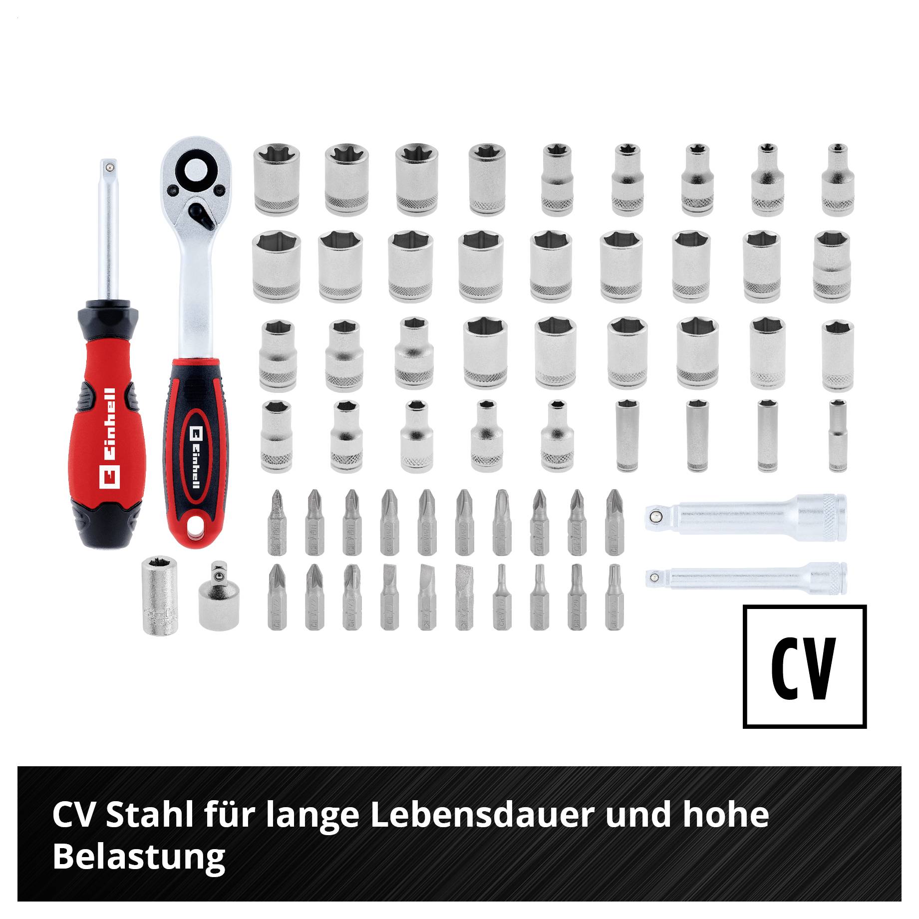 Satz von 20 S2-Stahlschraubendreher-Bits in zwei Reihen angeordnet, gekennzeichnet mit „S2