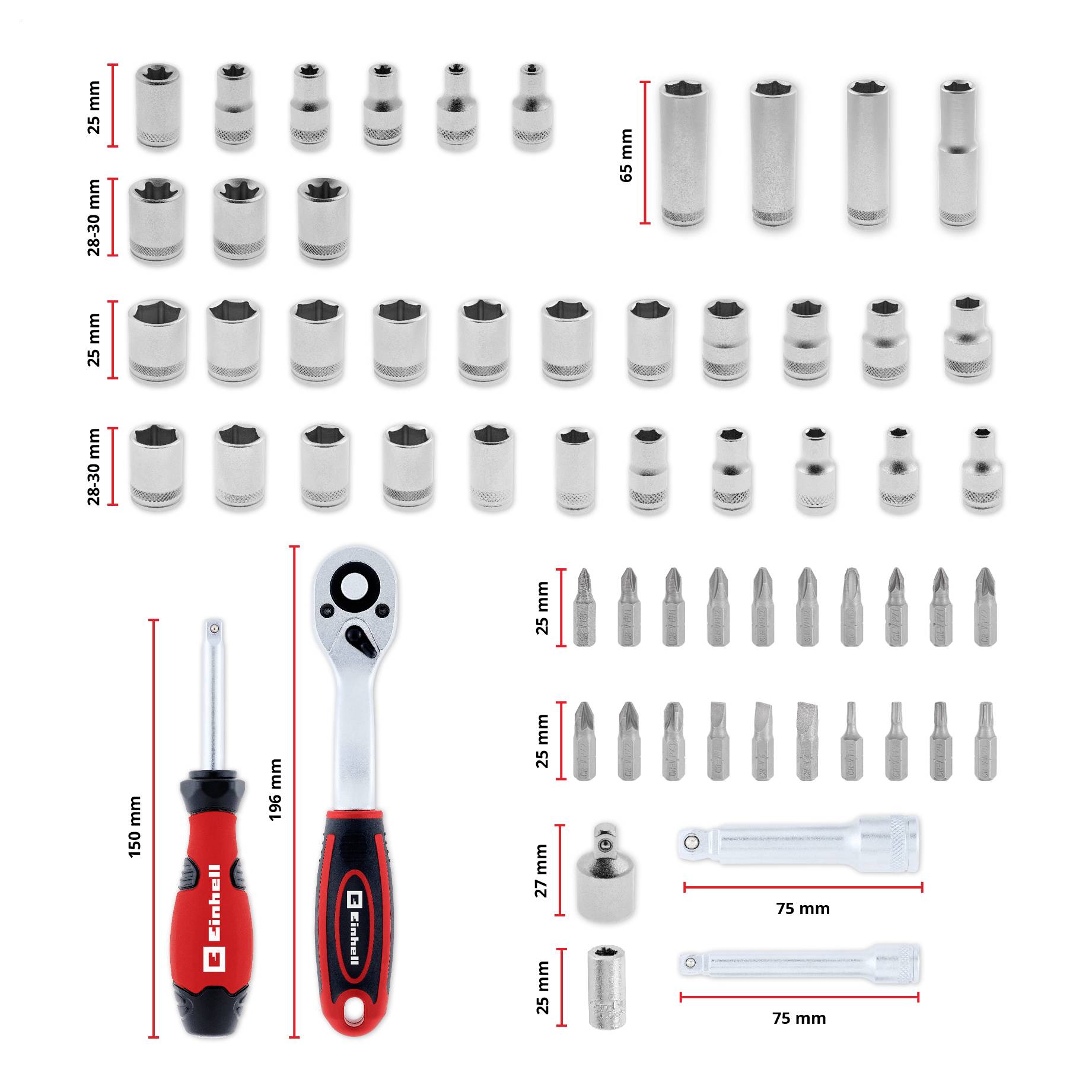 Einhell 372450 Bit-Set 61teilig Schlitz, PH, PZ, T-Profil