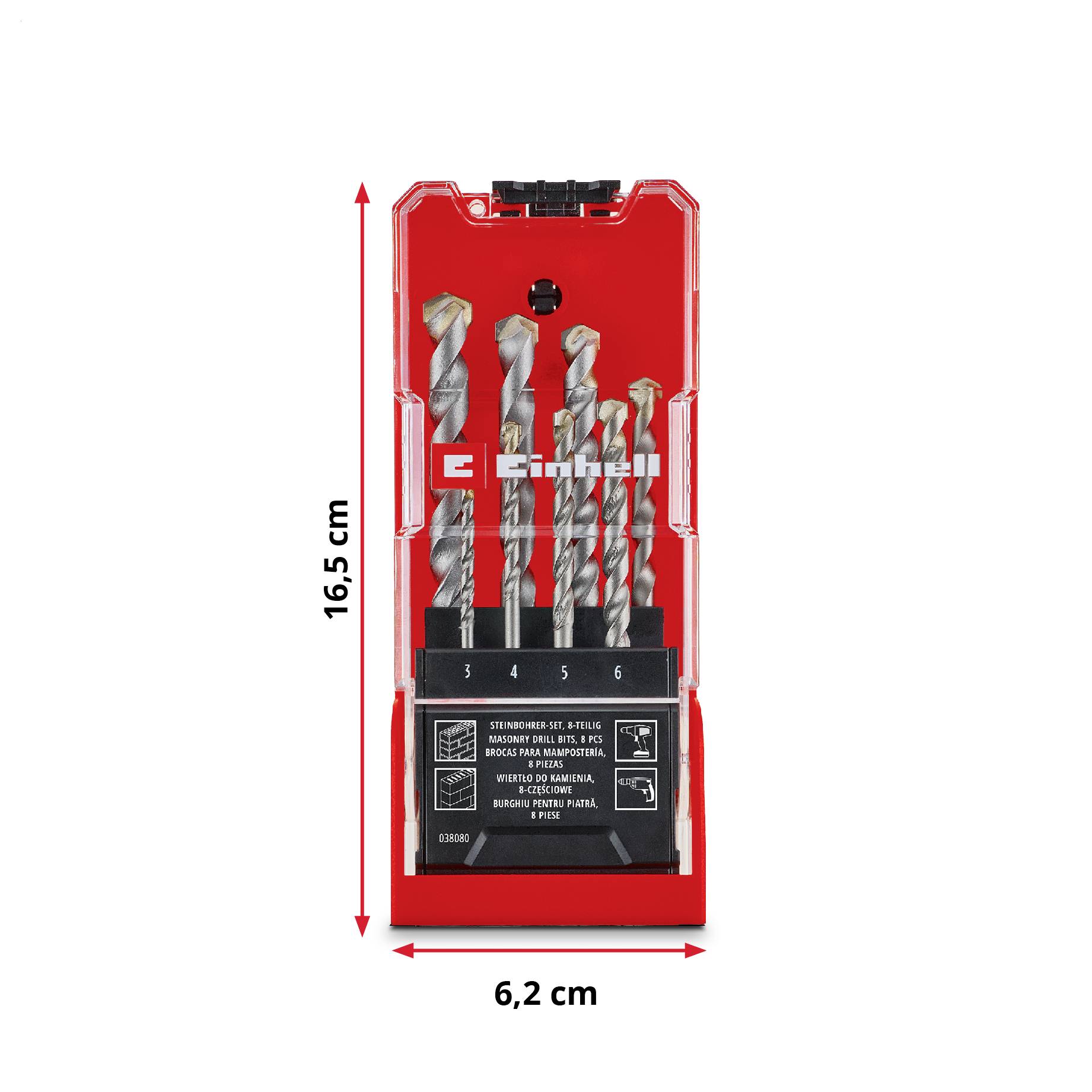 Einhell 38080 Kohlenstoffstahl Stein-Spiralbohrer-Set 8teilig 3 mm, 4 mm, 5 mm, 6 mm, 7 mm, 8 mm, 9 mm, 10mm 1 Set