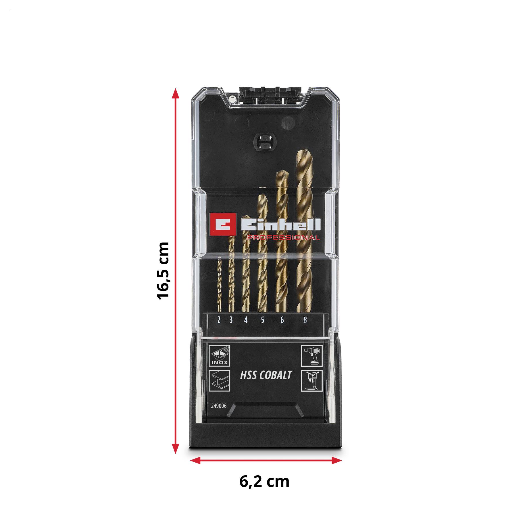 Einhell 249006 HSS-Co Metall-Spiralbohrer-Set 2 mm, 3 mm, 4 mm, 5 mm, 6 mm, 8mm 1 Set