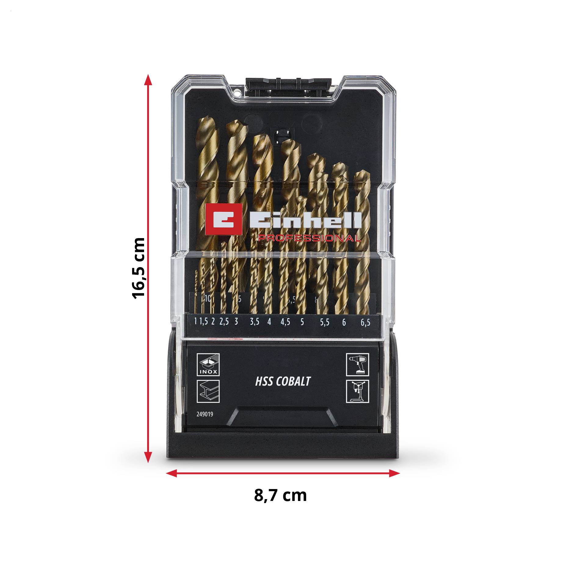 Einhell 249019 HSS-Co Metall-Spiralbohrer-Set 1 mm, 1.5 mm, 2 mm, 2.5 mm, 3 mm, 3.5 mm, 4 mm, 4.5mm 1 Set