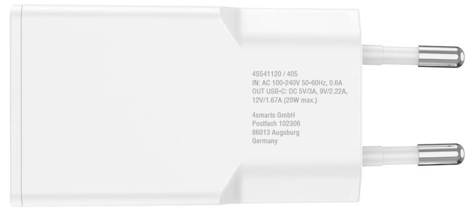 4Smarts USB Ladegerät 20W USB-C® USB PD Weiß Innenbereich, Steckdose GaN, USB Power Delivery (USB-PD)