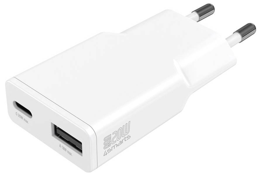 4Smarts USB Ladegerät 20W USB-A, USB-C® USB PD Weiß Innenbereich, Steckdose GaN, USB Power Delivery (USB-PD)