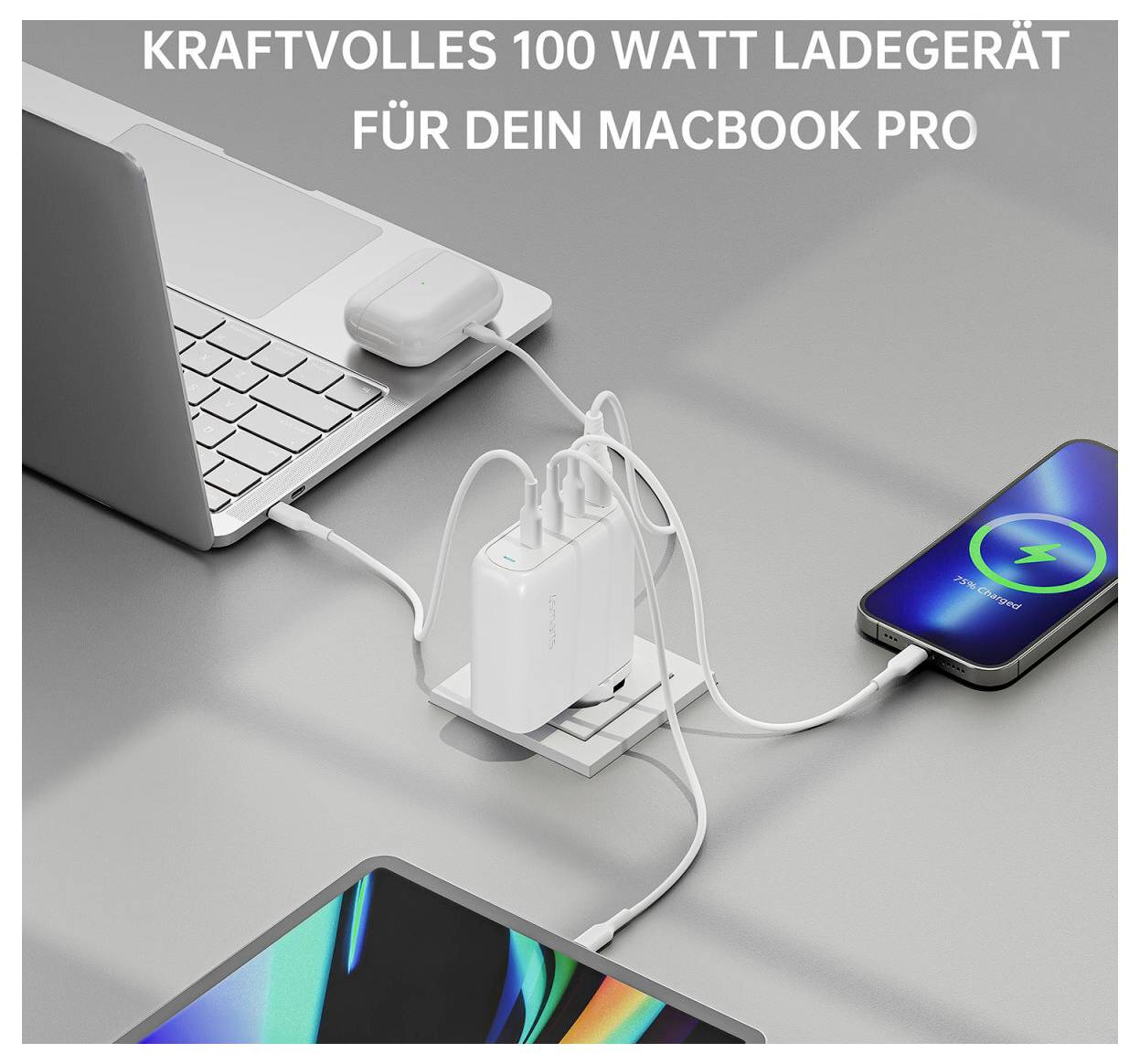 Leistungsstarkes 100-Watt-Ladegerät für Ihr MacBook Pro.