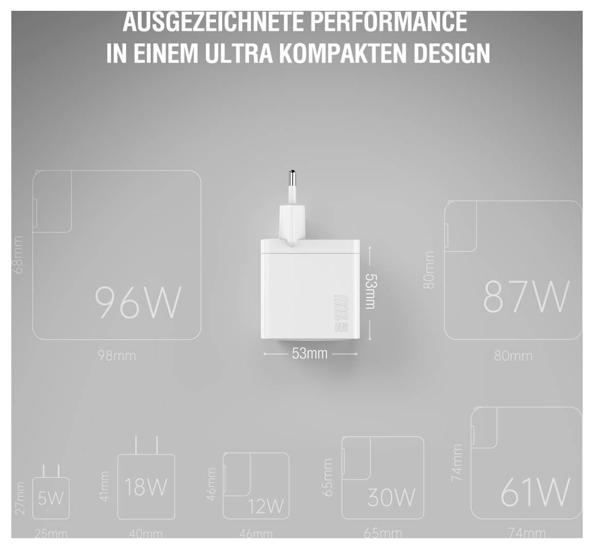4Smarts USB Ladegerät 100W 2x USB-C®, USB USB PD Weiß Innenbereich GaN, USB Power Delivery (USB-PD)