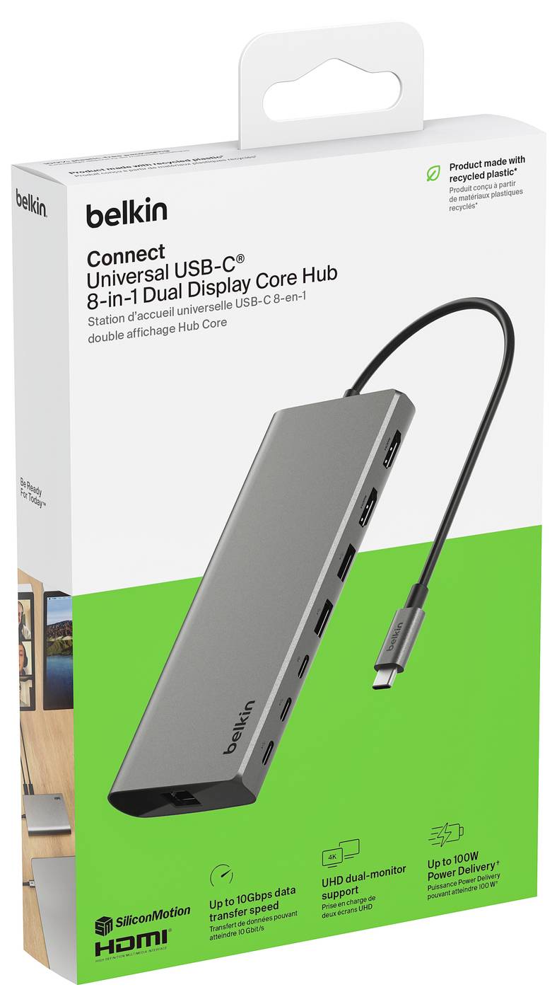 Belkin CONNECT 8-in-1 Dual Display Core Hub - Dockingstation