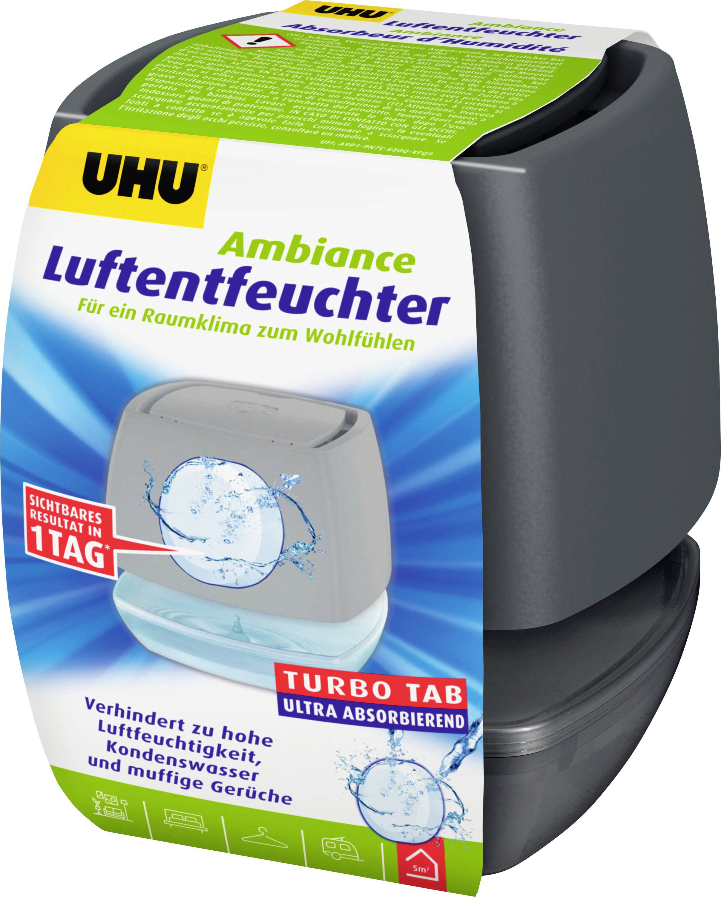 UHU Ambiance Luftentfeuchter Nachfüllpack für Raumklima-Komfort, gekennzeichnet mit „Luftentfeuchter