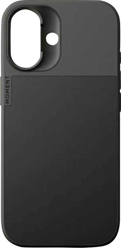 Schwarze Smartphone-Hülle mit großem vertikalem Kameraausschnitt und kleiner kreisförmiger Blitzöffnung.