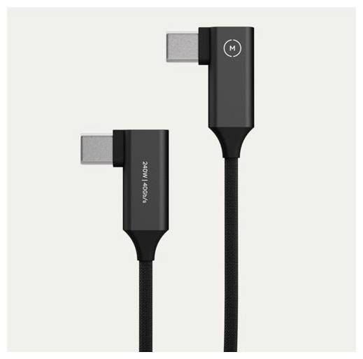 Moment USB-C® Kabel USB4® USB-C® Stecker, USB-C® Stecker 10cm Schwarz 90° nach links gewinkelt 107-160