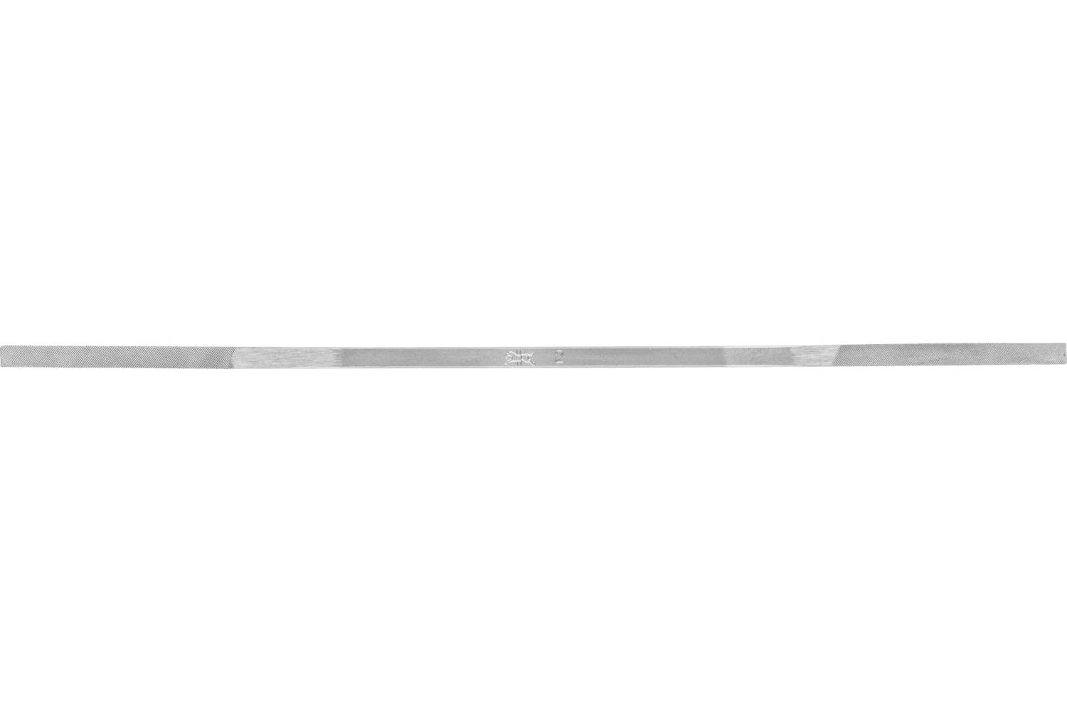 A thin horizontal gray metal strip centered on a plain white background.
