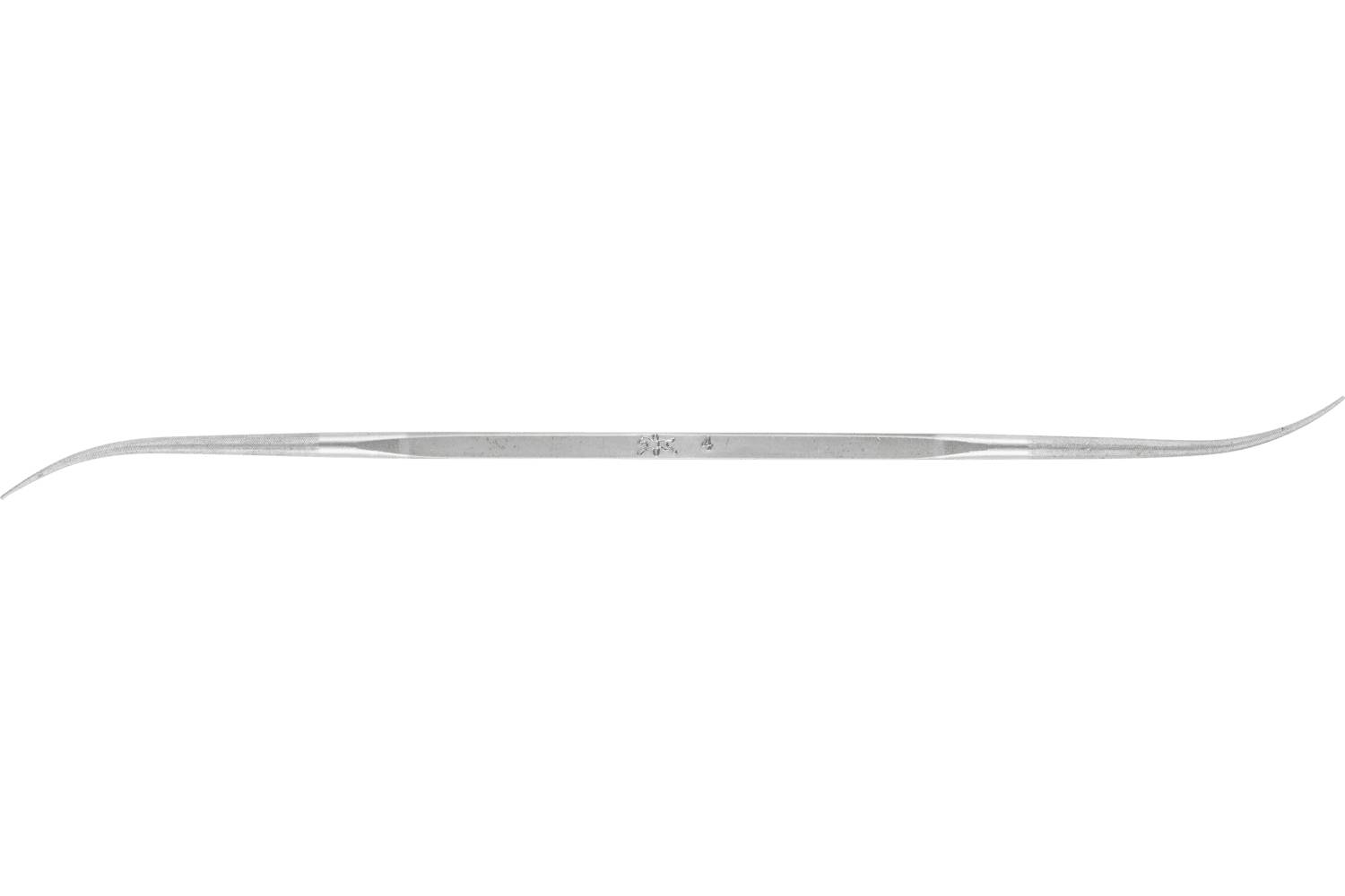 A long, narrow metallic surgical tool or tweezers shown horizontally on a white background.