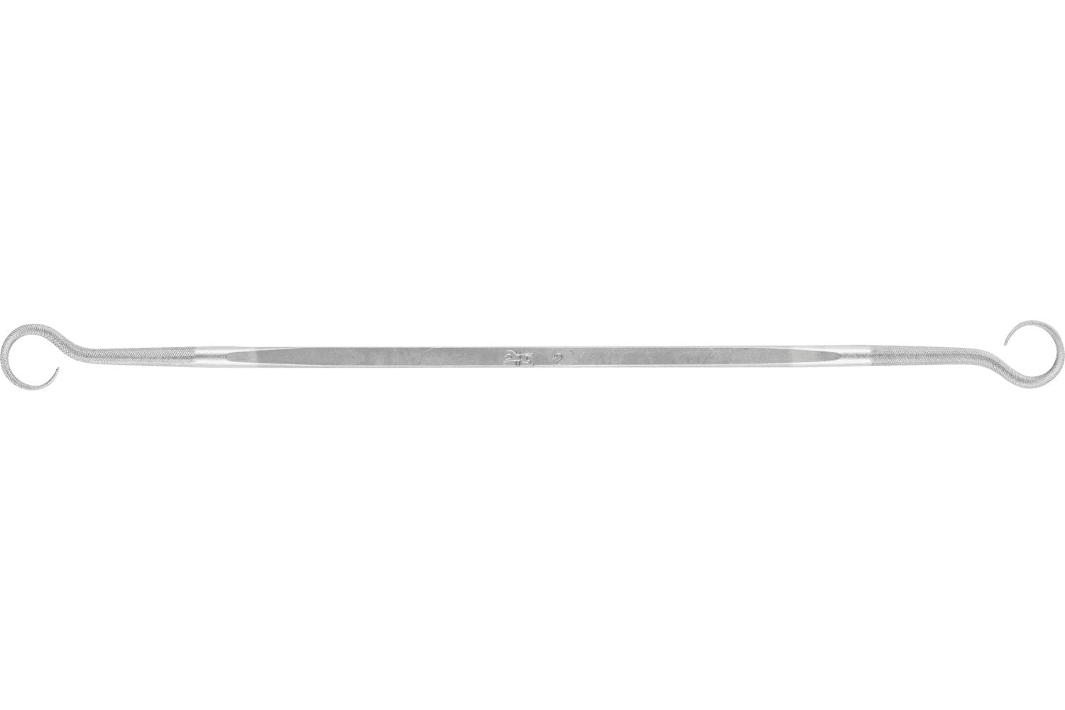 A silver double-ended skincare extraction tool with looped tips on both ends, shown on a white background.