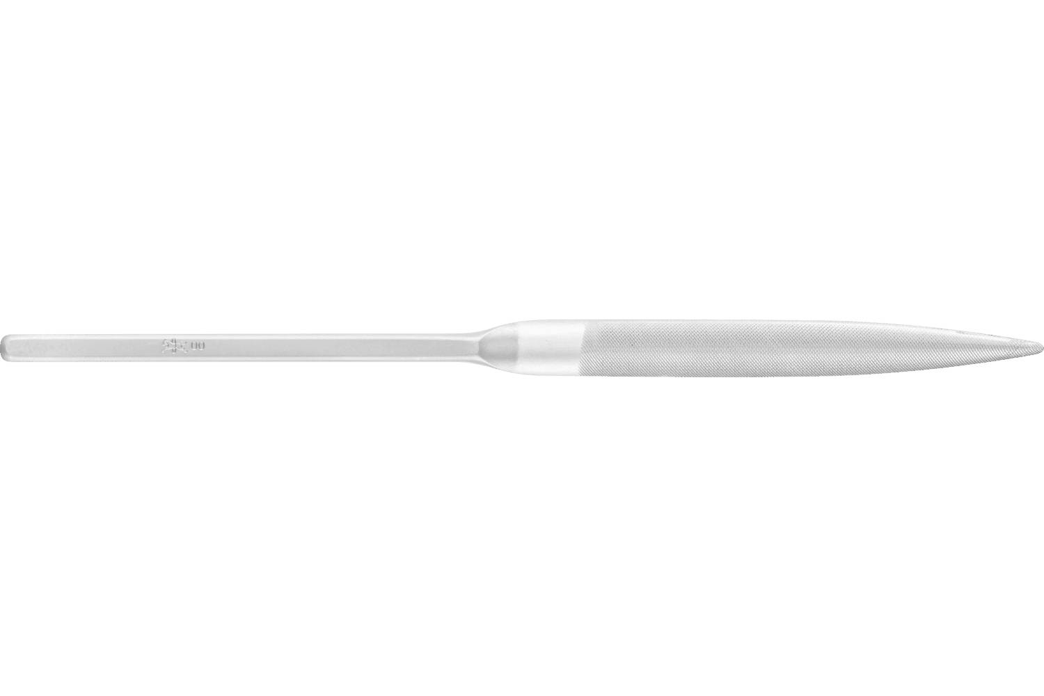 A silver metal sculpting tool with a flat handle and pointed tapered tip shown on a white background.