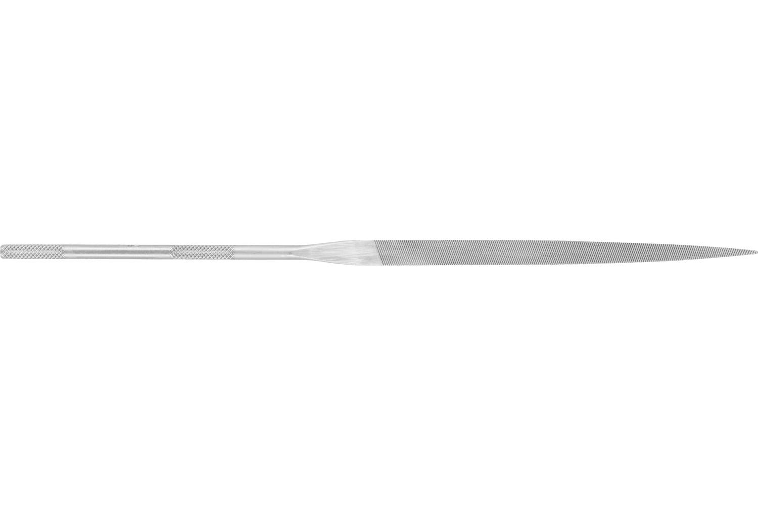 A long silver metal file with a knurled handle, shown horizontally on a white background.
